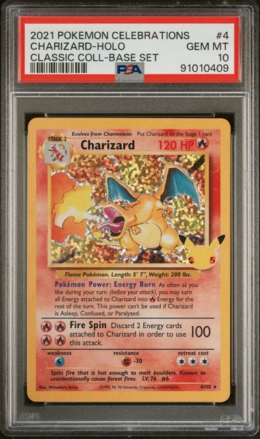 Charizard #4 - 2021 Celebrations Classic Collection Classic Coll-Base Set - Holo - PSA 10 GEM-MT - Pokemon Charizard #4 - 2021 Celebrations Classic Collection Classic Coll-Base Set - Holo - PSA 10 GEM-MT - Pokemon