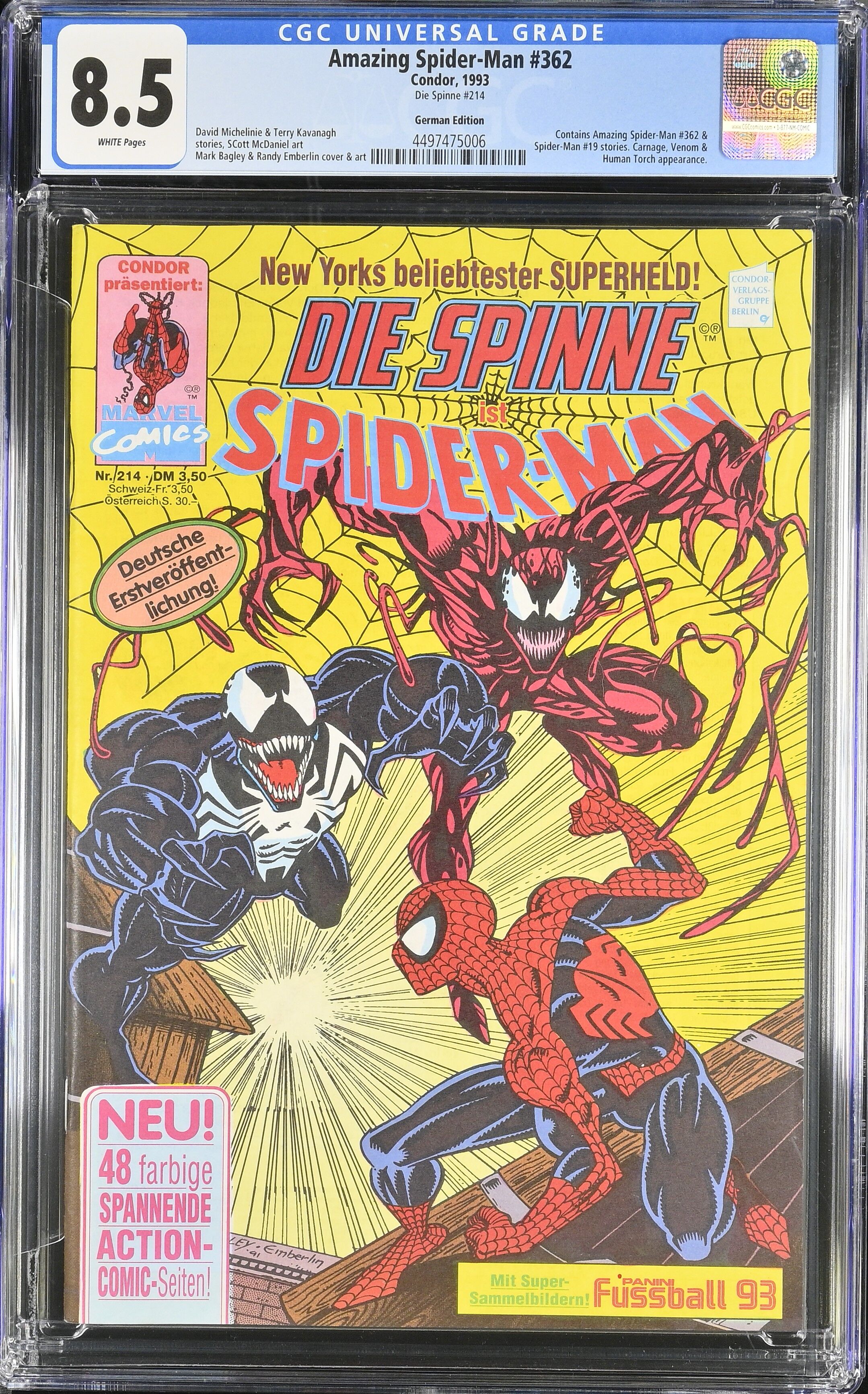 Amazing Spider-Man #362 CGC 8.5 Spinne #214 Condor Amazing Spider-Man #362 CGC 8.5 Spinne #214 Condor