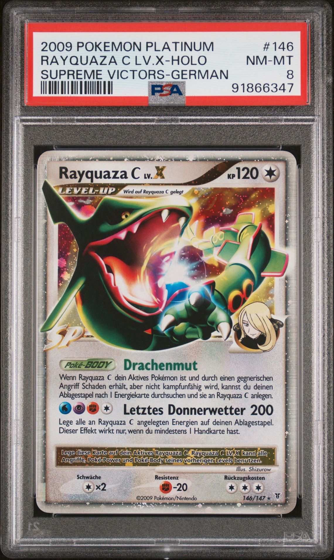 2009 POKEMON PLATINUM SUPREME VICTORS 146 RAYQUAZA C LV.X-HOLO GERMAN - PSA 8 NM-MT - Pokémon