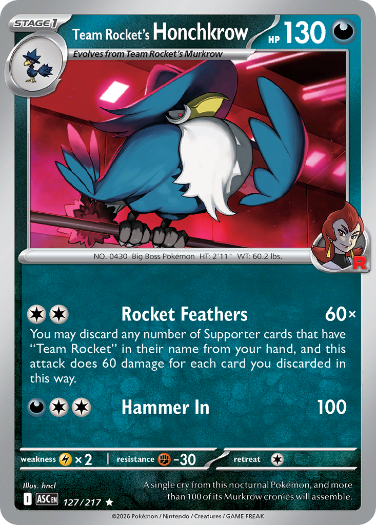 Team Rocket’s Honchkrow - 127/217 - EN Team Rocket’s Honchkrow - 127/217 - EN