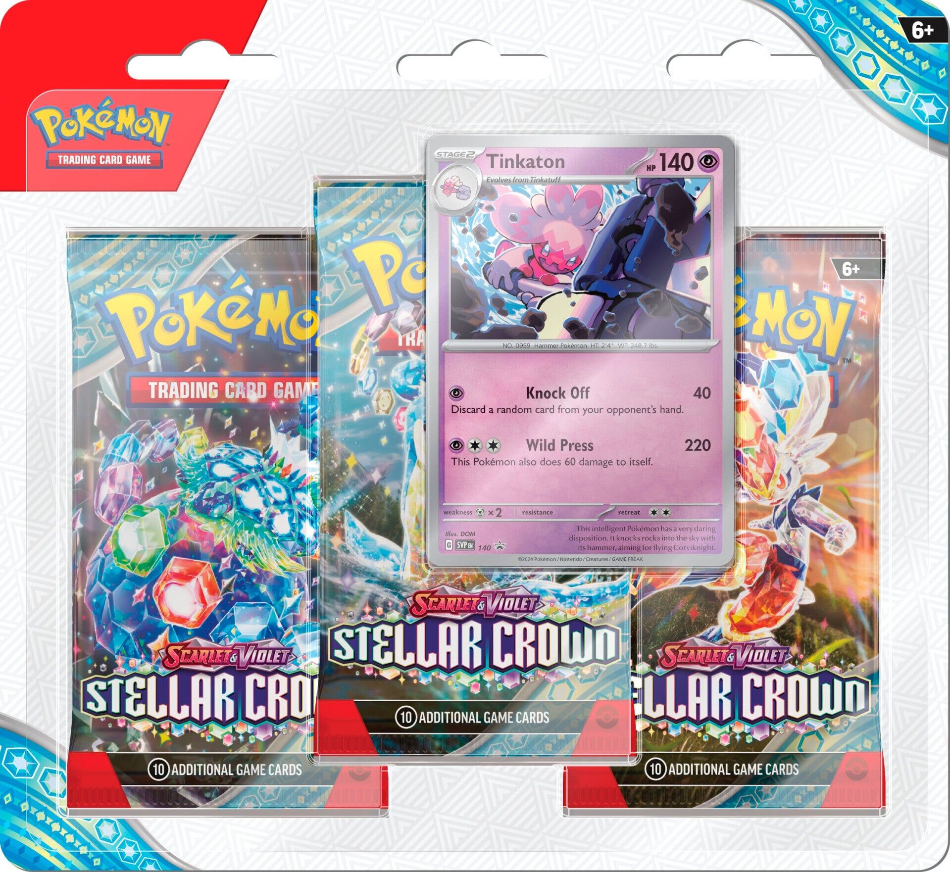 Pokémon TCG: Scarlet & Violet - Stellar Crown (SV07) Tinkaton 3-Pack Blisters - EN Pokémon TCG: Scarlet & Violet - Stellar Crown (SV07) Tinkaton 3-Pack Blisters - EN
