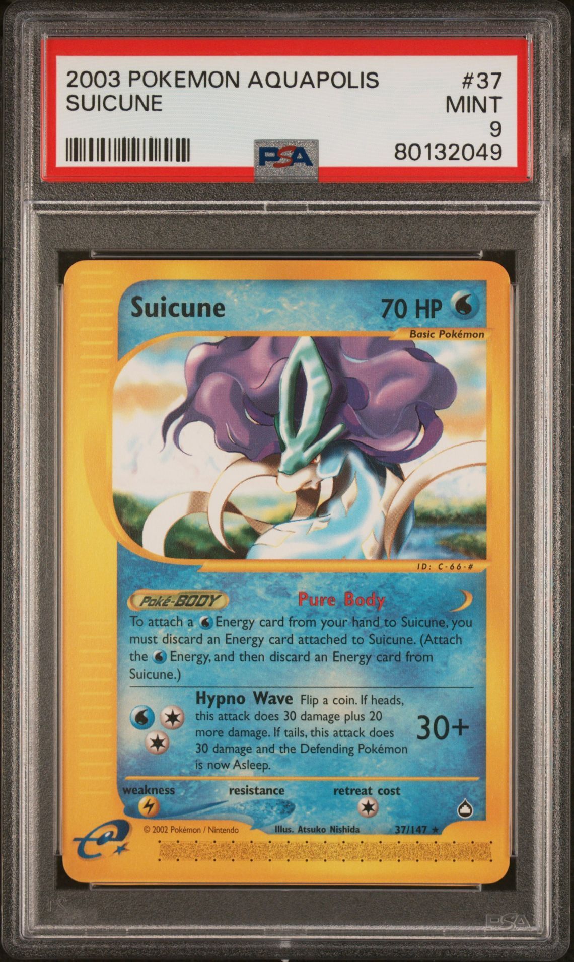 2003 POKEMON AQUAPOLIS 37 SUICUNE - PSA 9 MINT