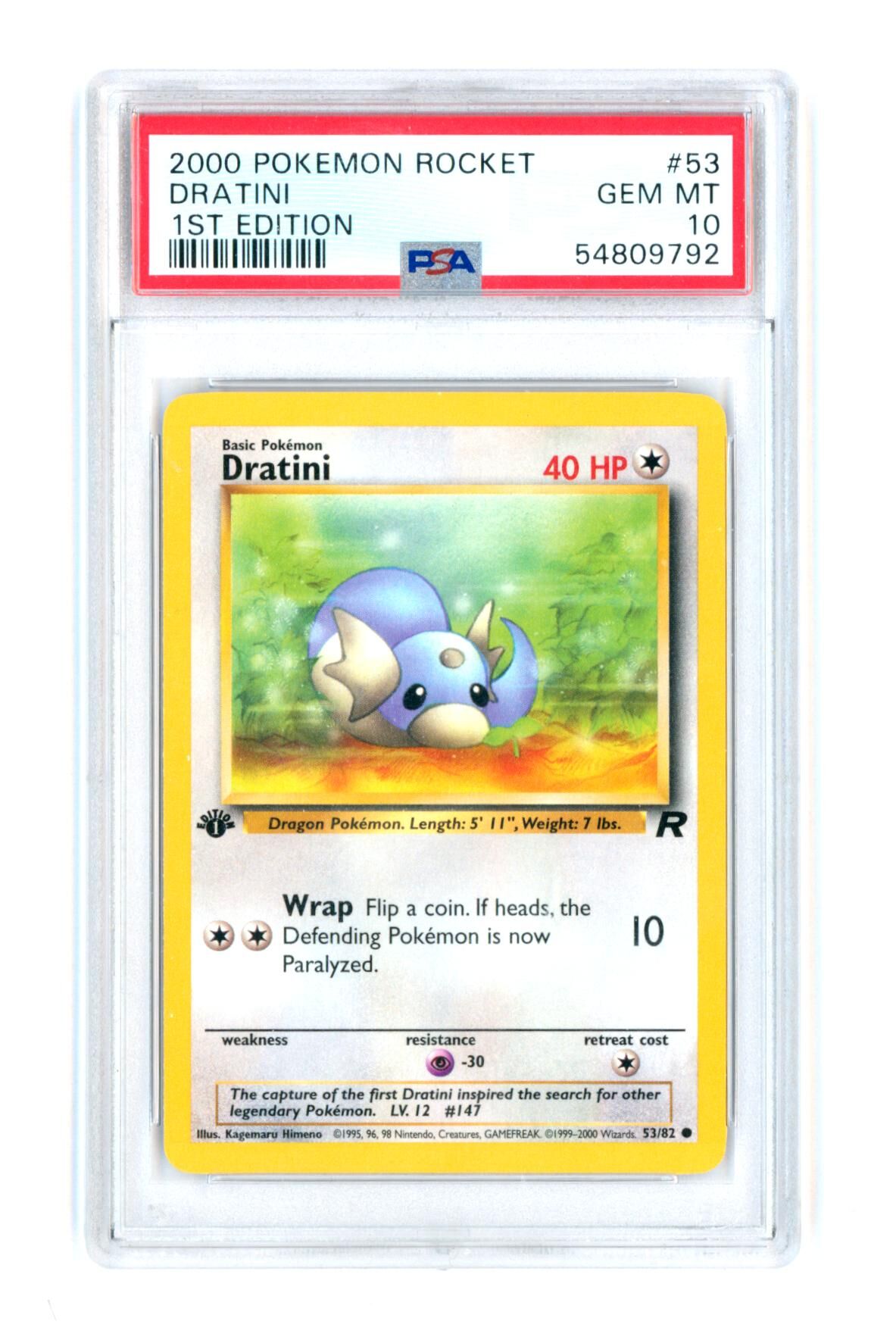 Dratini 53/82 - Rocket - 2000 - 1st Edition - PSA 10 GEM-MT - Pokémon Dratini 53/82 - Rocket - 2000 - 1st Edition - PSA 10 GEM-MT - Pokémon