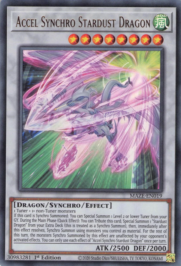 Schnellsynchro-Sternenstaubdrache - MAZE-019 - Ultra Rare - 1. Auflage Schnellsynchro-Sternenstaubdrache - MAZE-019 - Ultra Rare - 1. Auflage