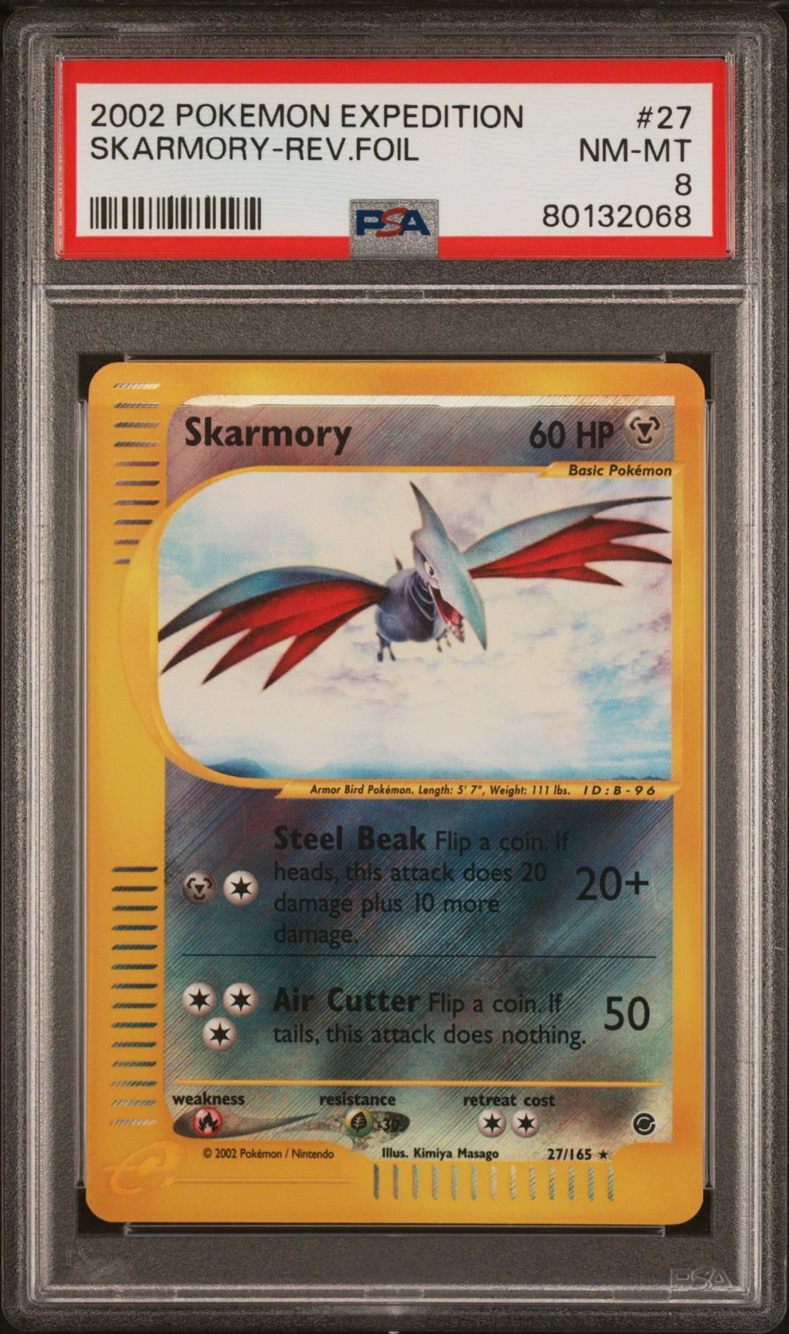 2002 POKEMON EXPEDITION 27 SKARMORY-REVERSE FOIL - PSA 8 NM-MT