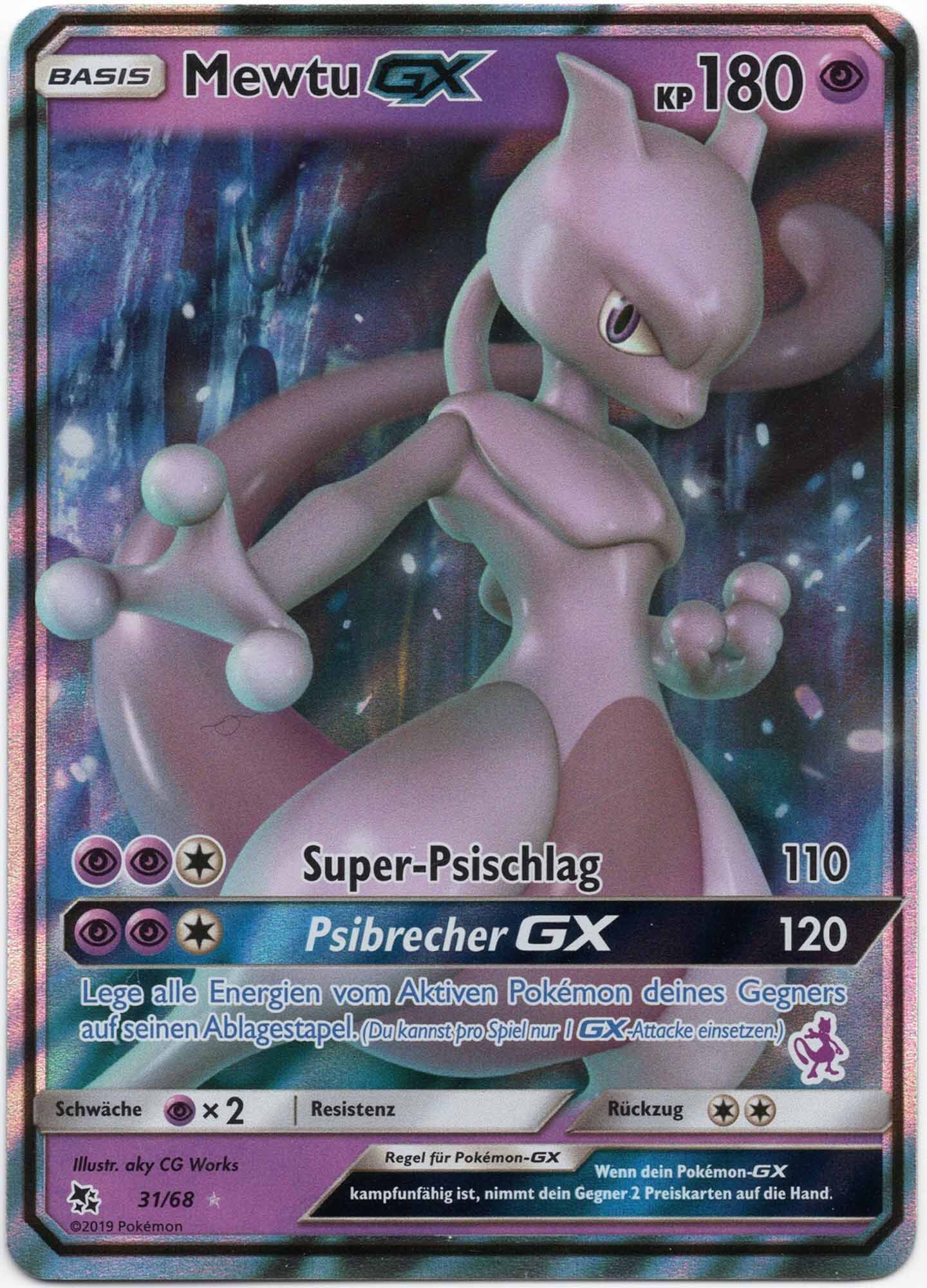 Mewtu GX - 31/68 - Pokémon TCG - Near Mint