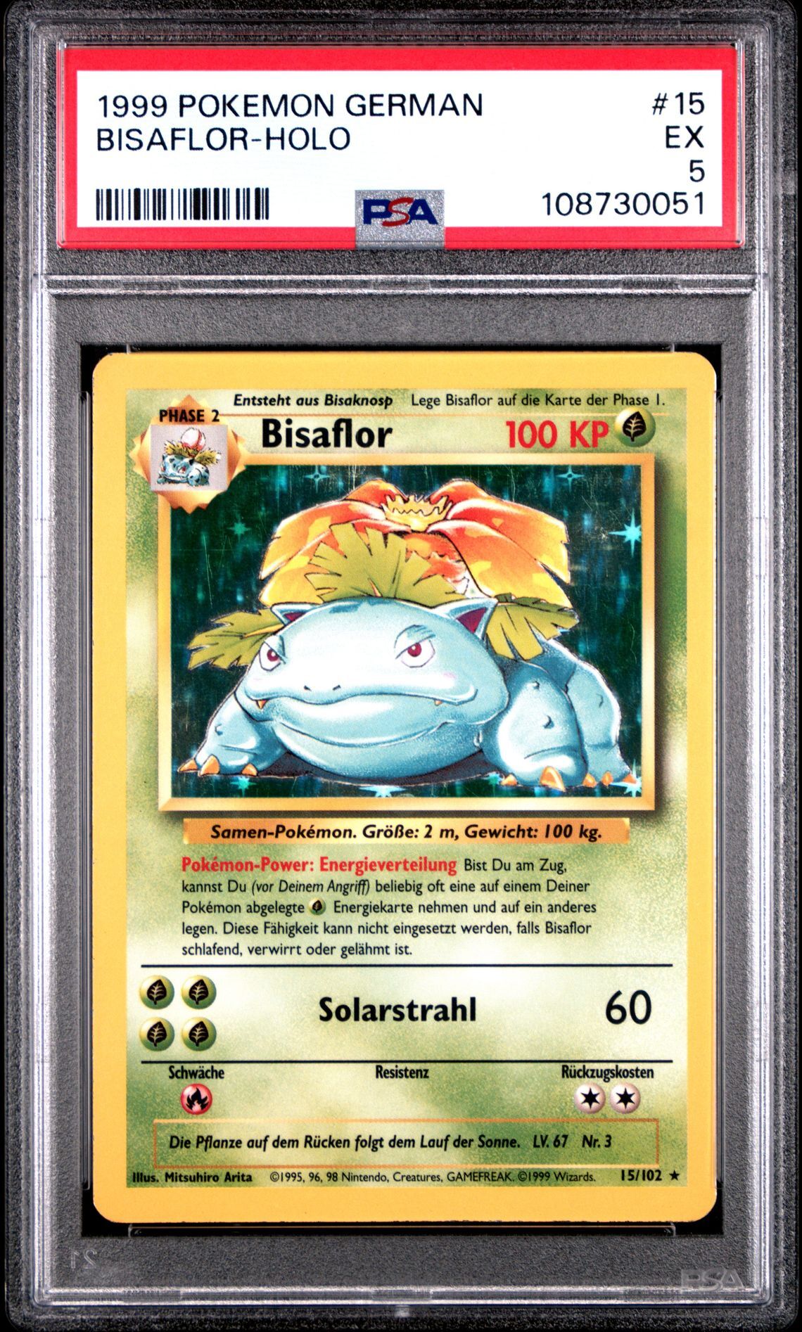 1999 POKEMON GERMAN 15 BISAFLOR-HOLO - PSA 5 EX - Pokémon 1999 POKEMON GERMAN 15 BISAFLOR-HOLO - PSA 5 EX - Pokémon