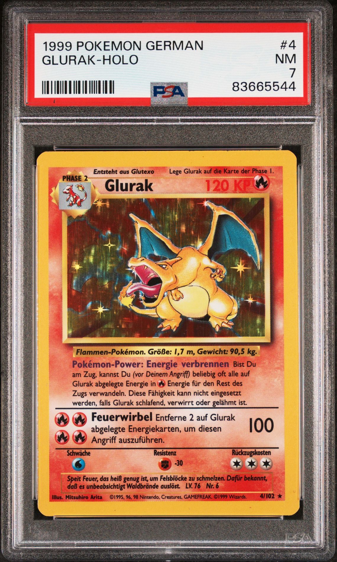 1999 POKEMON GERMAN 4 GLURAK-HOLO - PSA 7 NM 1999 POKEMON GERMAN 4 GLURAK-HOLO - PSA 7 NM