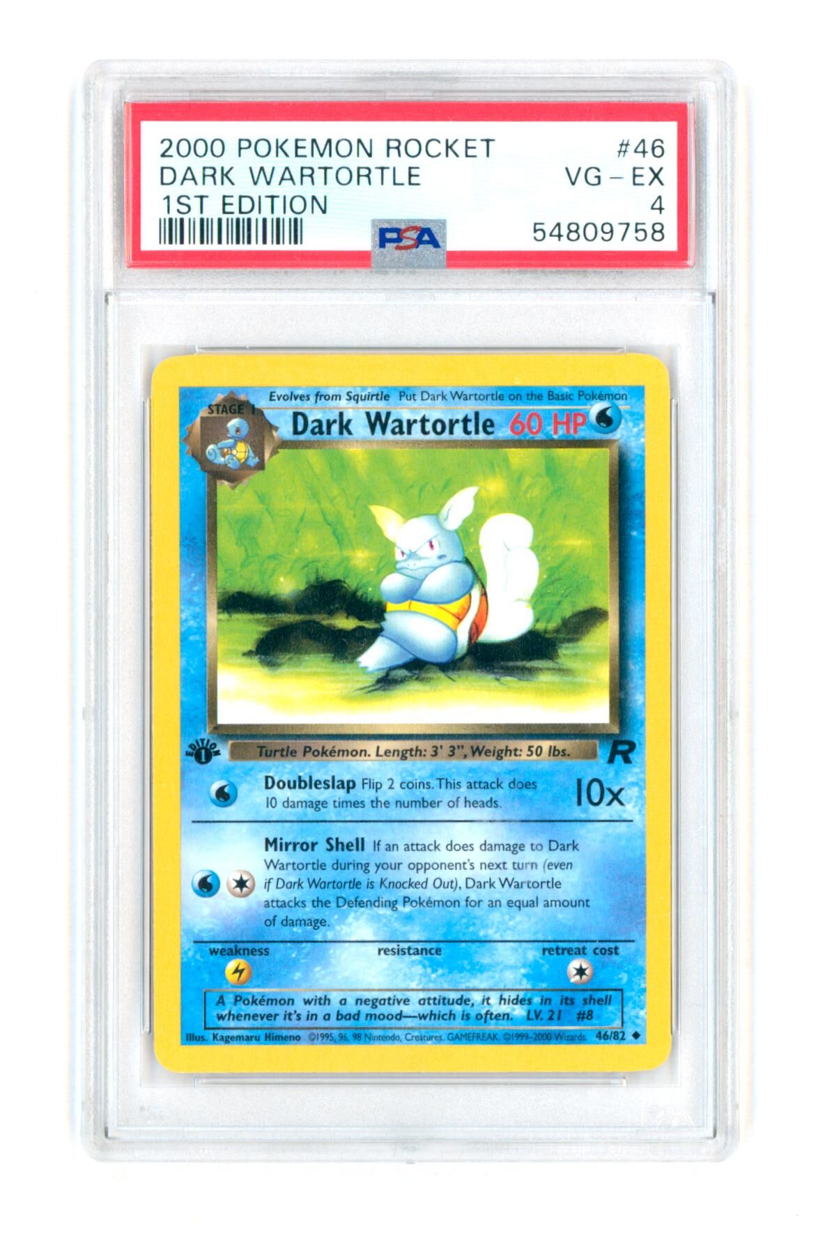 Dark Wartortle 46/82 - Rocket - 1st Edition - 2000 - PSA 4 VG-EX - Pokémon Dark Wartortle 46/82 - Rocket - 1st Edition - 2000 - PSA 4 VG-EX - Pokémon