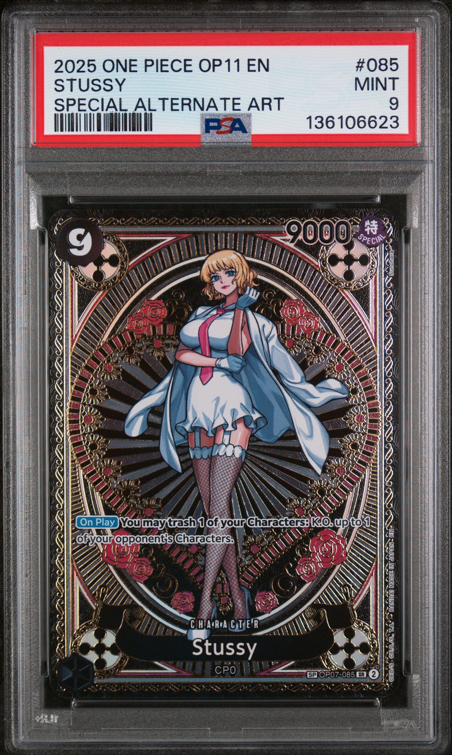 Stussy OP07-085 - English OP11 Special Alternate Art - PSA 9 MINT - One Piece TCG