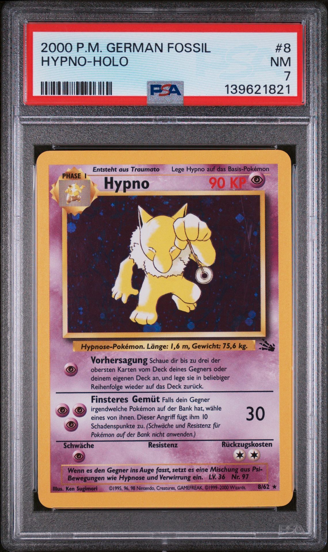 2000 POKEMON GERMAN FOSSIL #8 HYPNO-HOLO - NM 7 - Pokemon