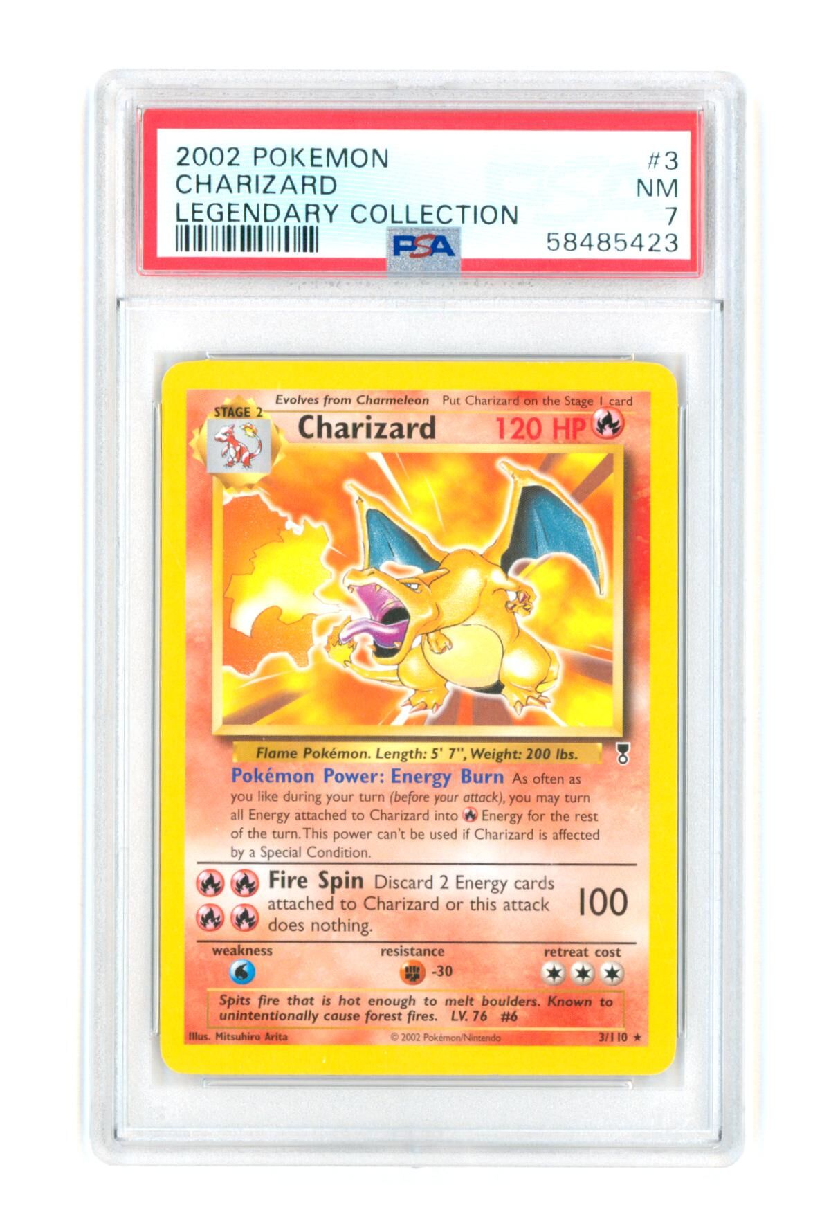 Charizard 3/110 - Legendary Collection - 2002 - PSA 7 NM - Pokémon Charizard 3/110 - Legendary Collection - 2002 - PSA 7 NM - Pokémon
