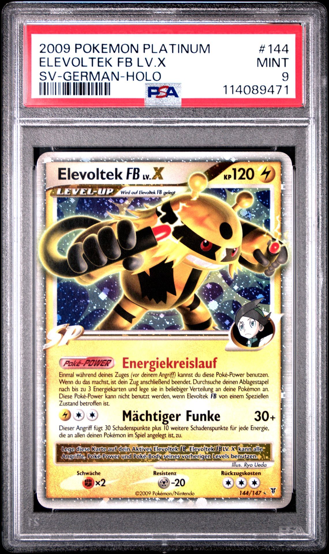 2009 POKEMON PLATINUM SUPREME VICTORS 144 ELEVOLTEK FB LV.X-HOLO GERMAN - PSA 9 MINT - Pokémon