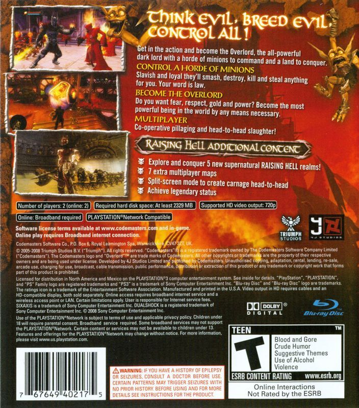 Overlord: Raising Hell - PS3