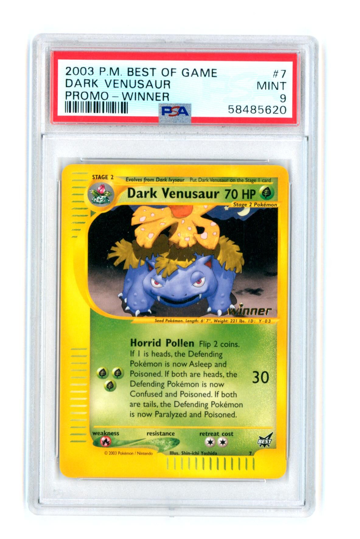 Dark Venusaur - Best of Game Promo 7 - Winner Stamp - PSA 9 MINT - Pokémon Dark Venusaur - Best of Game Promo 7 - Winner Stamp - PSA 9 MINT - Pokémon