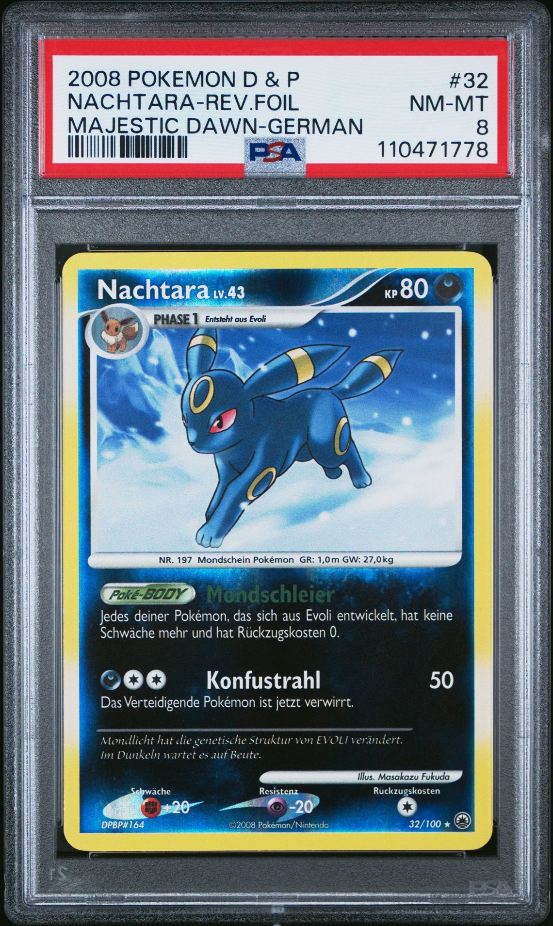2008 POKEMON DIAMOND & PEARL MAJESTIC DAWN 32 NACHTARA-REVERSE FOIL GERMAN - PSA 8 NM-MT - Pokémon 2008 POKEMON DIAMOND & PEARL MAJESTIC DAWN 32 NACHTARA-REVERSE FOIL GERMAN - PSA 8 NM-MT - Pokémon