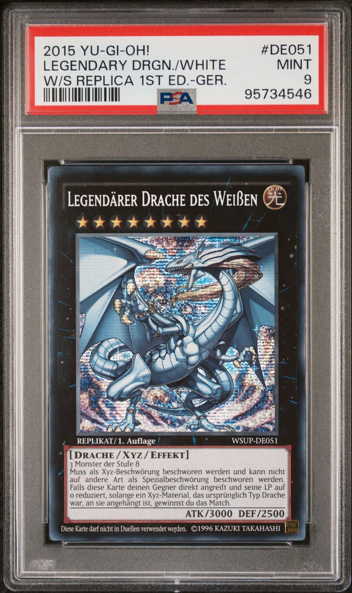 2015 YU-GI-OH! WORLD SUPERSTARS DE051 LEGENDARY DRAGON OF WHITE REPLICA/1ST EDITION-GERMAN - PSA 9 MINT - Yu-Gi-Oh! 2015 YU-GI-OH! WORLD SUPERSTARS DE051 LEGENDARY DRAGON OF WHITE REPLICA/1ST EDITION-GERMAN - PSA 9 MINT - Yu-Gi-Oh!