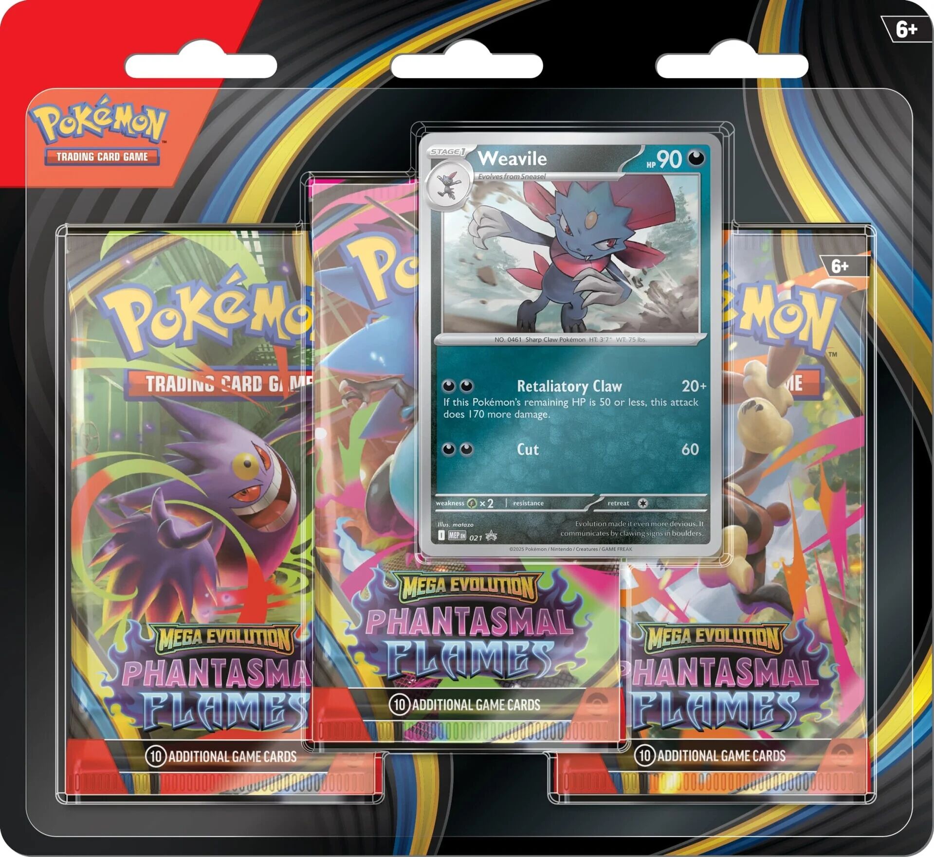 Pokémon TCG: Mega Evolution - Phantasmal Flames Weavile 3-Pack Blisters - EN