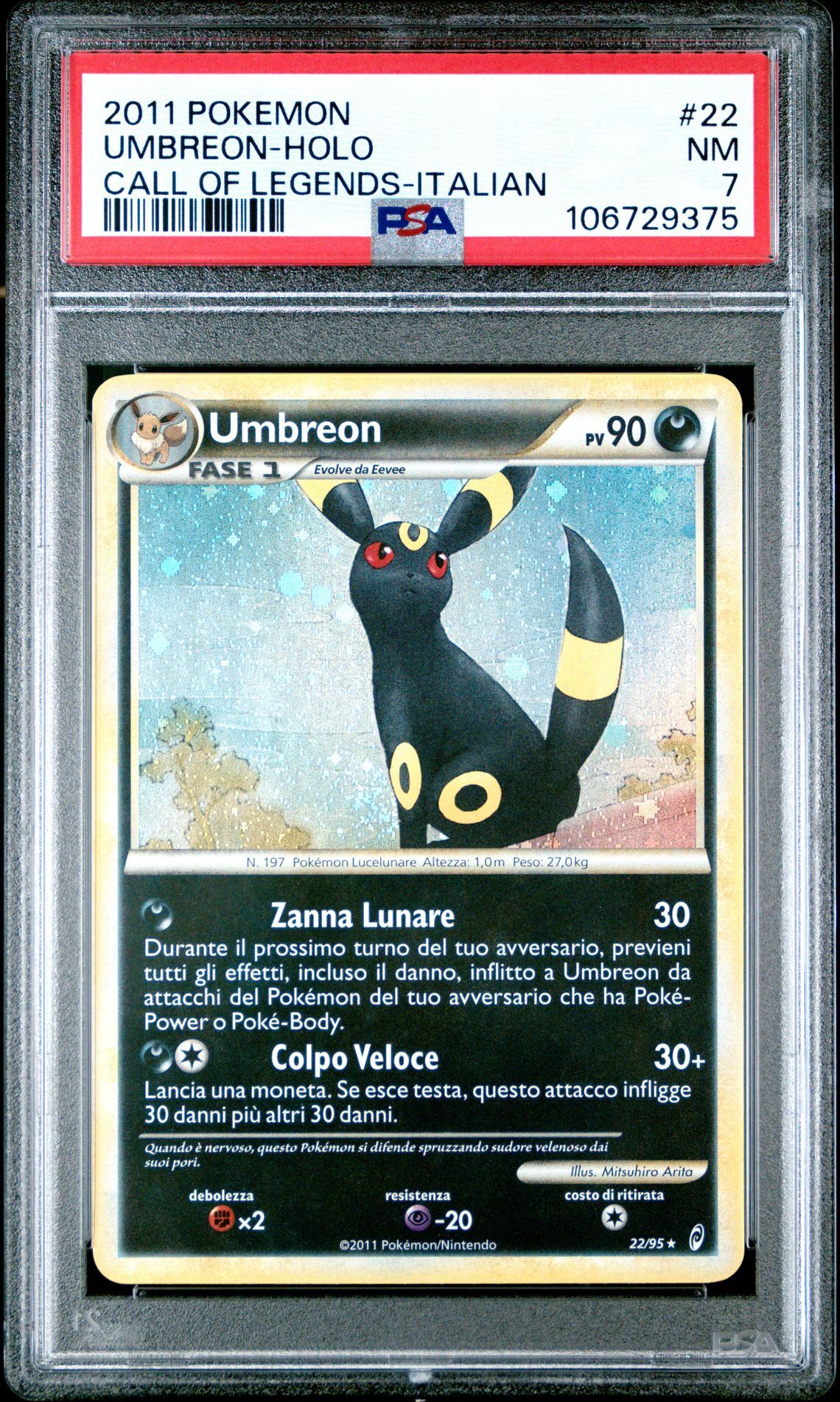 2011 POKEMON CALL OF LEGENDS 22 UMBREON-HOLO ITALIAN - PSA 7 NM - Pokémon 2011 POKEMON CALL OF LEGENDS 22 UMBREON-HOLO ITALIAN - PSA 7 NM - Pokémon