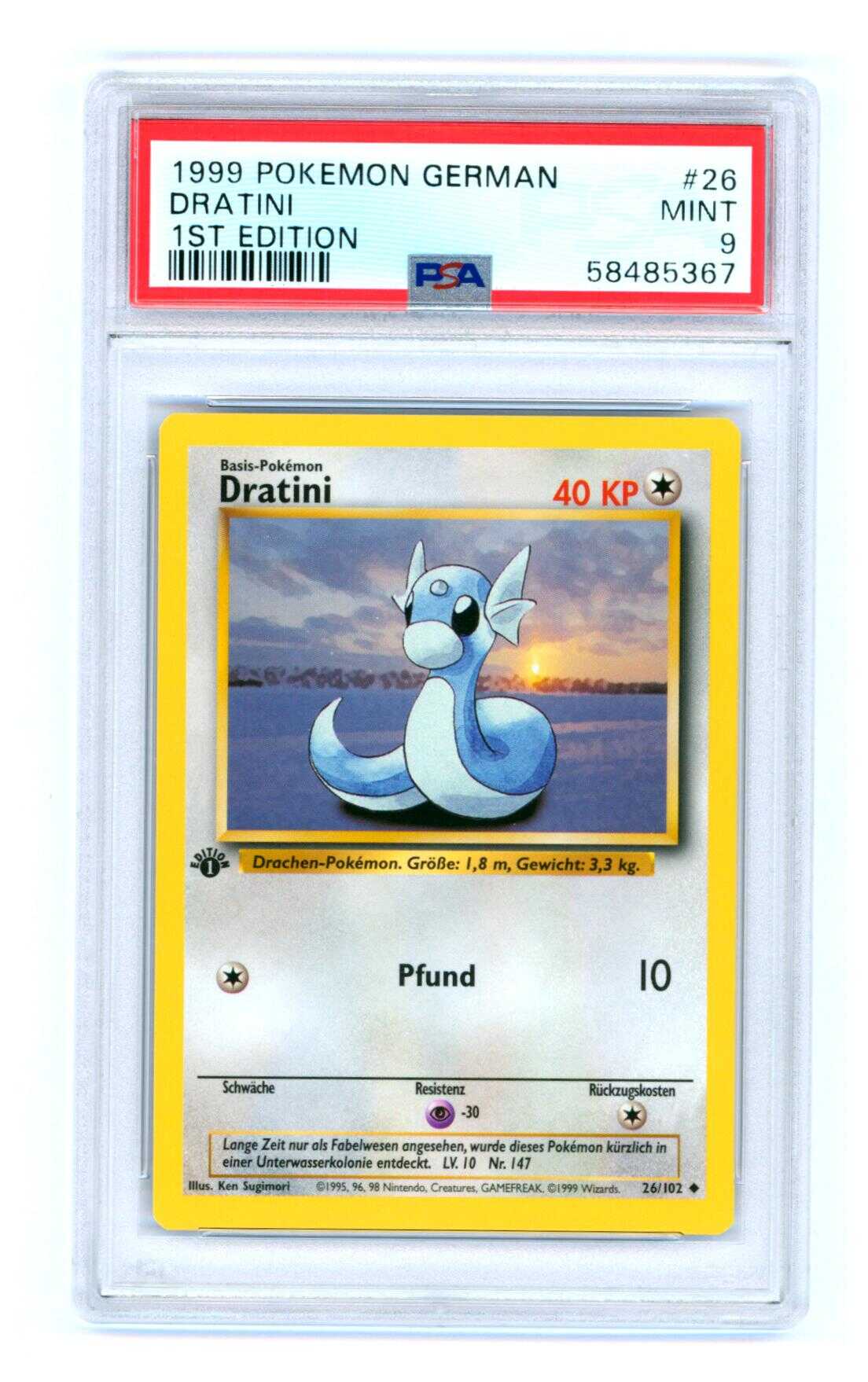 Dratini 26/102 - Base Set - 1st Edition - PSA 9 MINT - Pokémon