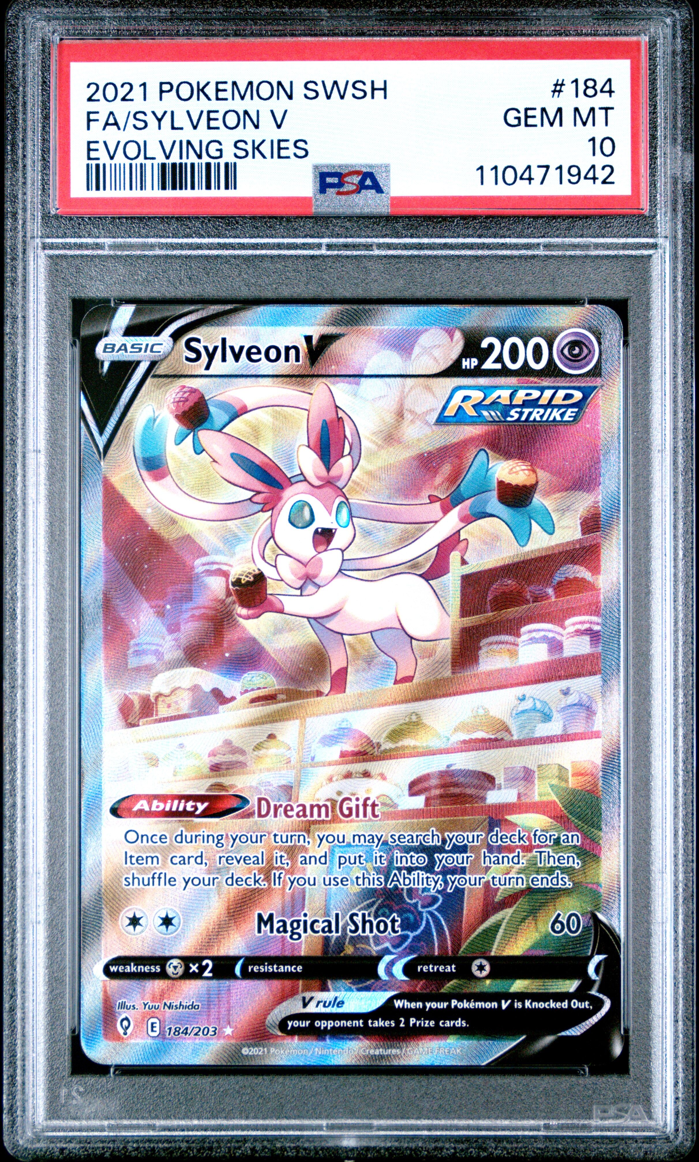 Sylveon V 184/203 - Evolving Skies - PSA 10 GEM-MT - Pokémon