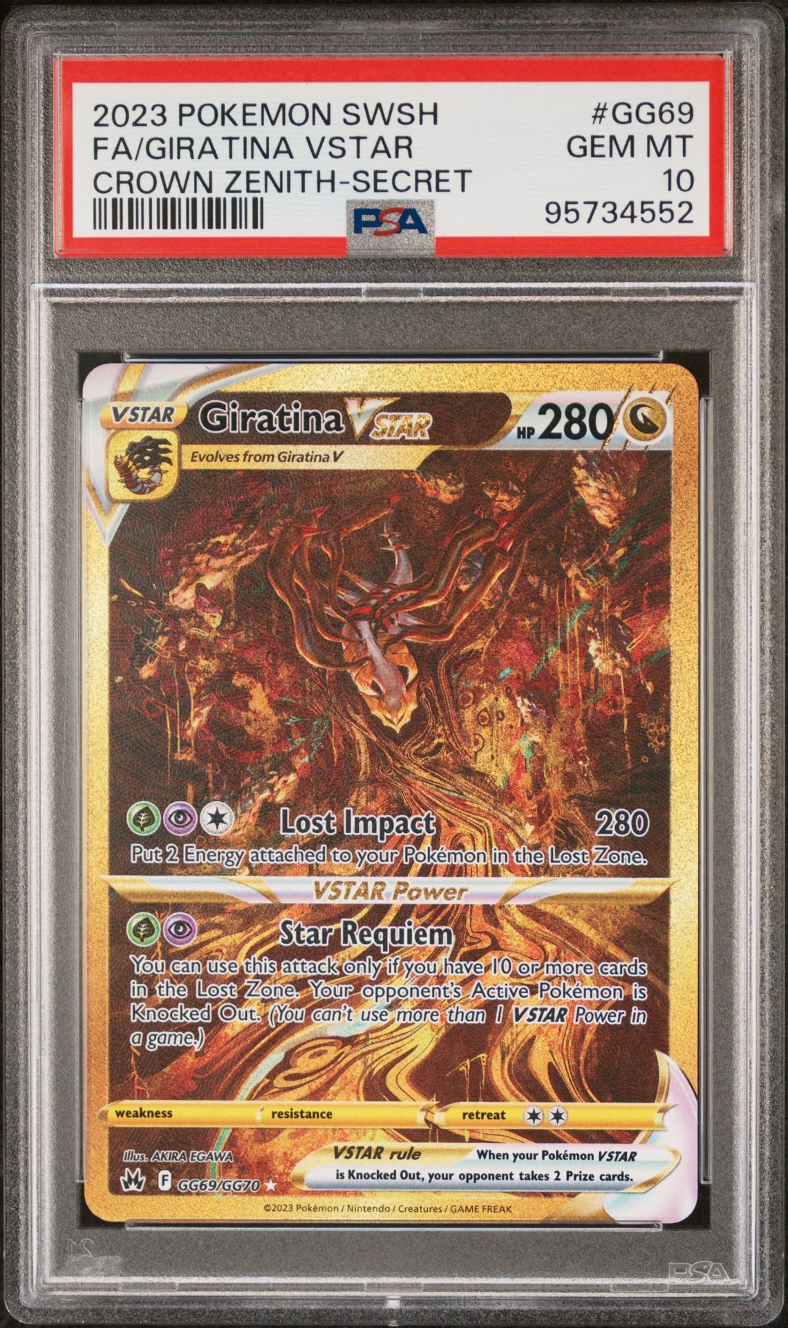 2023 POKEMON SWORD AND SHIELD CROWN ZENITH GG69 FULL ART/GIRATINA VSTAR SECRET - PSA 10 GEM-MT - Pokémon 2023 POKEMON SWORD AND SHIELD CROWN ZENITH GG69 FULL ART/GIRATINA VSTAR SECRET - PSA 10 GEM-MT - Pokémon