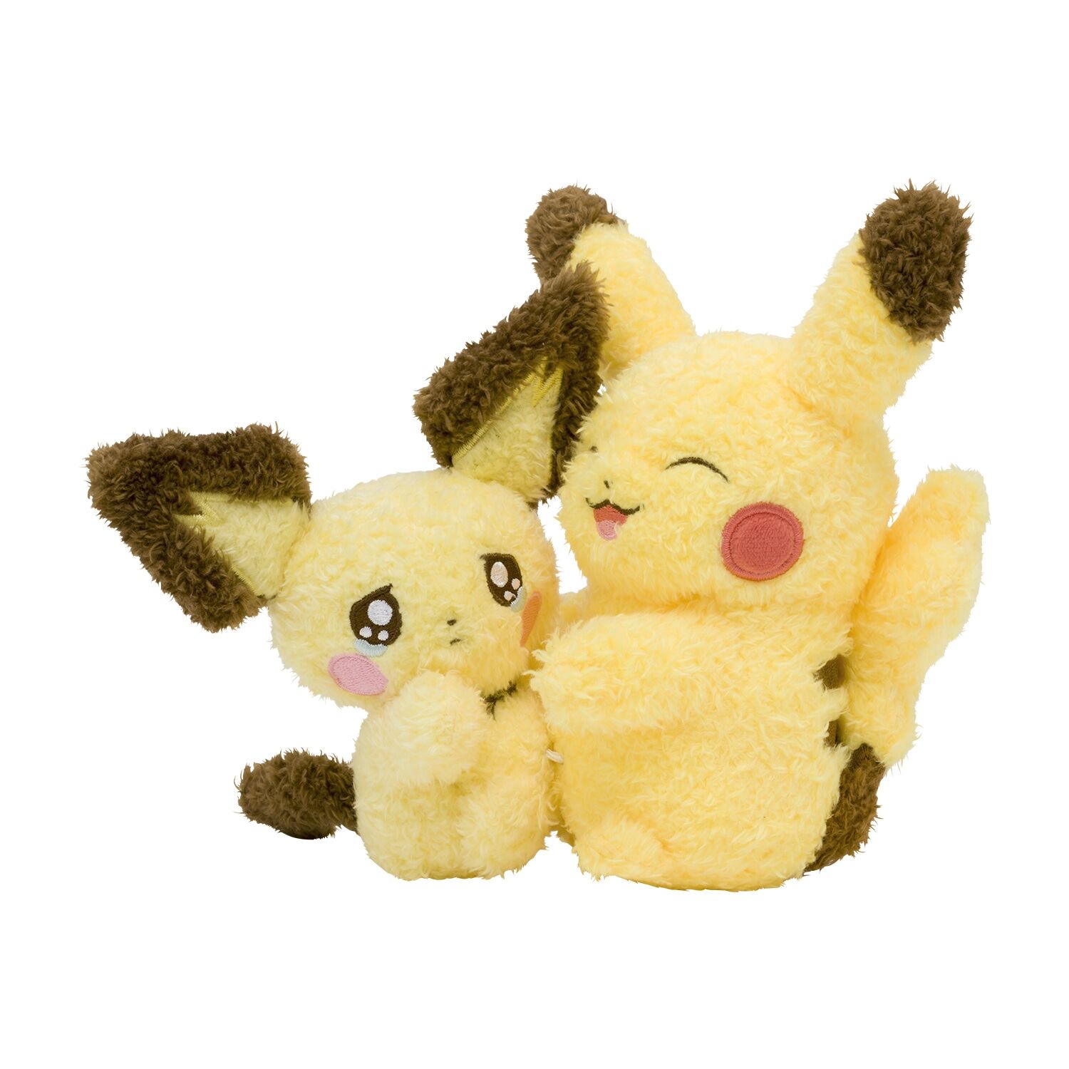 Pikachu & Pichu Buruburu Mugyu! Fluffy Plush - 18 cm
