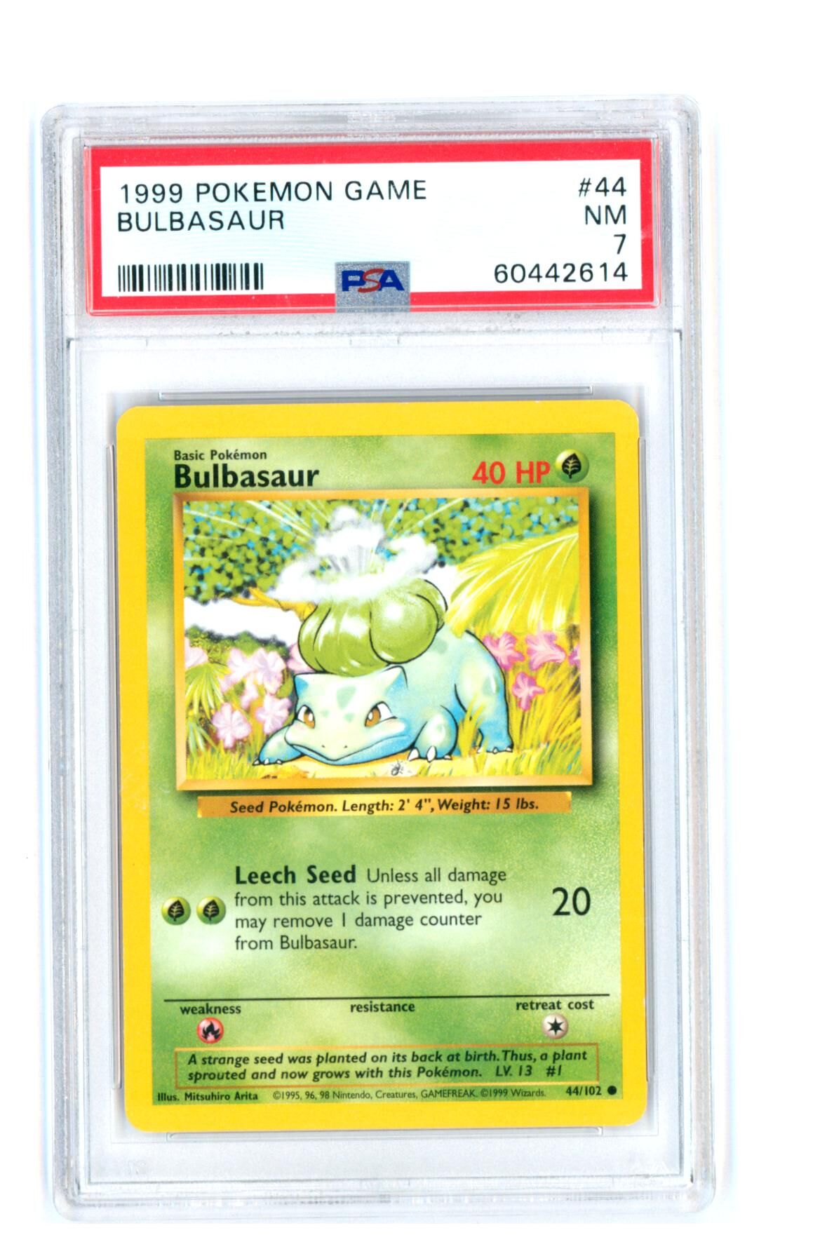 Bulbasaur 44/102 - Base Set - PSA 7 NM - Pokemon