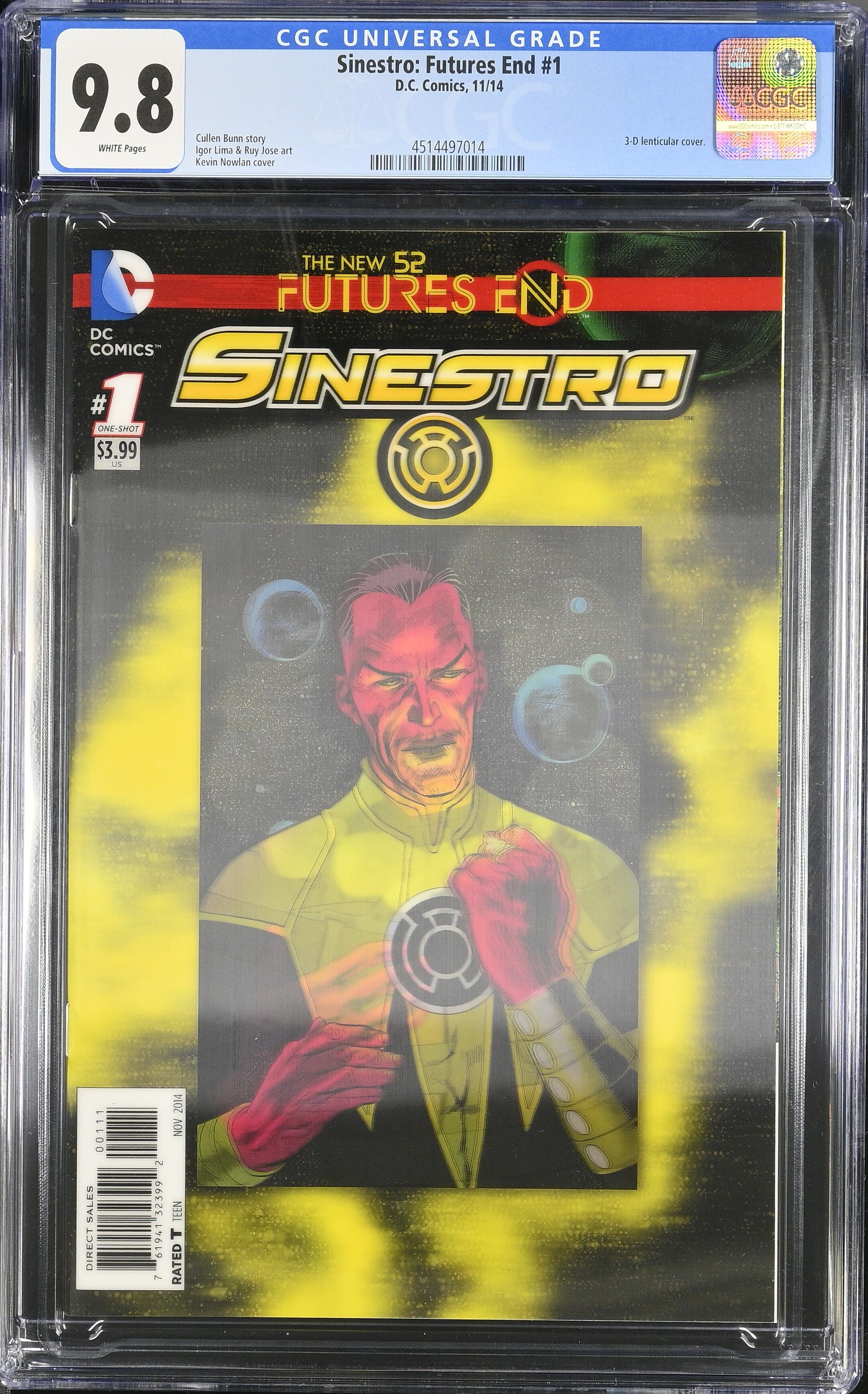Sinestro: Futures End #1 CGC 9.8 3D Lenticular Cover Top Pop!