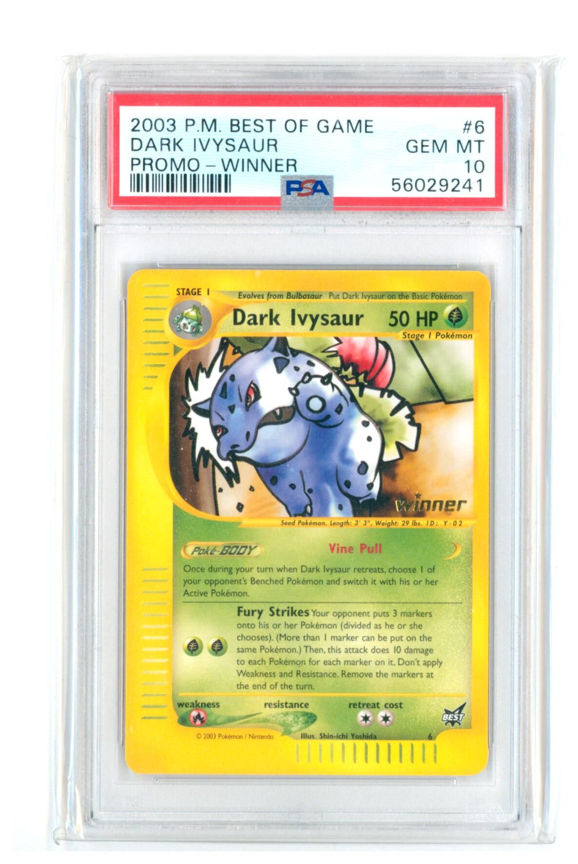 Dark Ivysaur #6 - BEST Promo Winner Stamp - PSA 10 GEM-MT - Pokémon