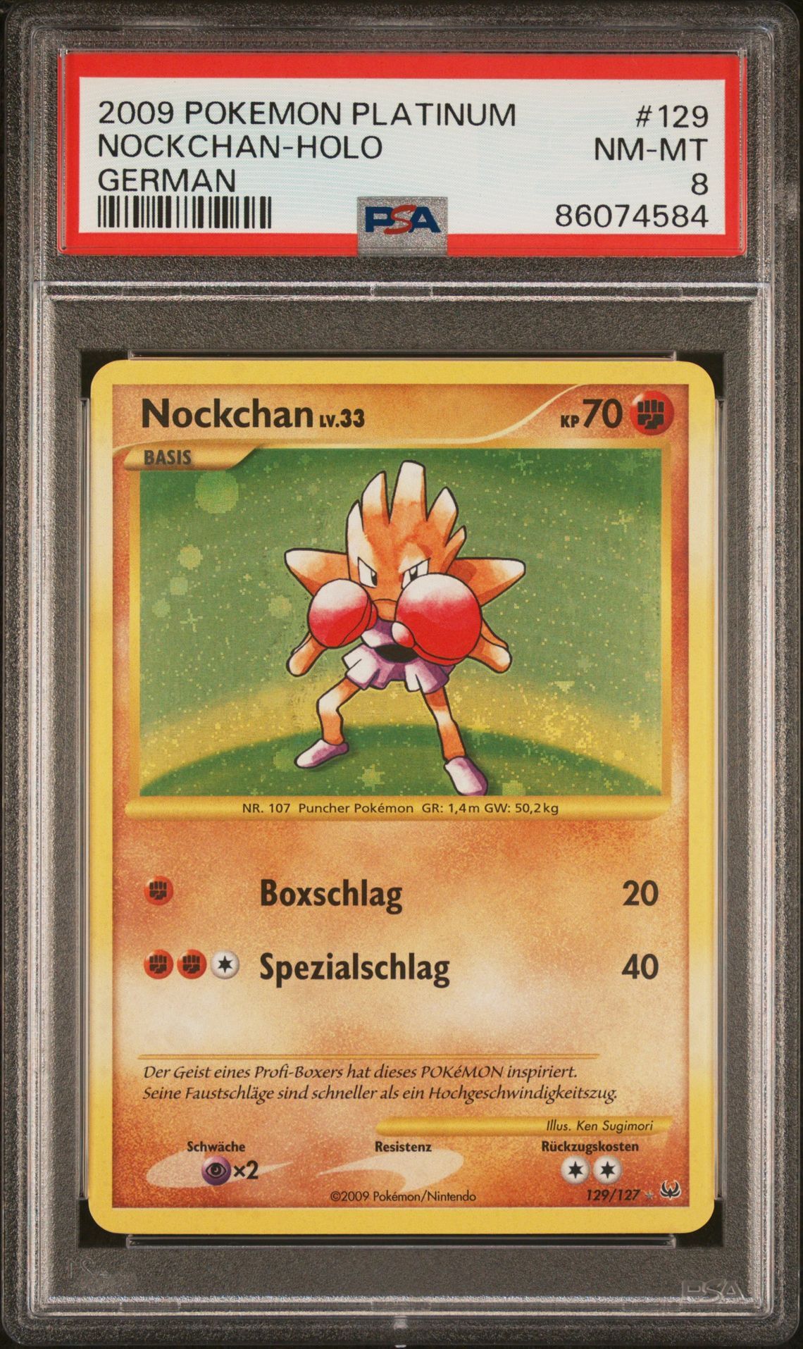 2009 POKEMON PLATINUM 129 NOCKCHAN-HOLO GERMAN - PSA 8 NM-MT 2009 POKEMON PLATINUM 129 NOCKCHAN-HOLO GERMAN - PSA 8 NM-MT