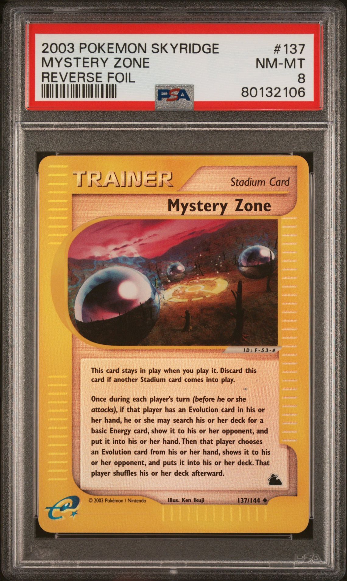 2003 POKEMON SKYRIDGE 137 MYSTERY ZONE-REVERSE FOIL - PSA 8 NM-MT 2003 POKEMON SKYRIDGE 137 MYSTERY ZONE-REVERSE FOIL - PSA 8 NM-MT