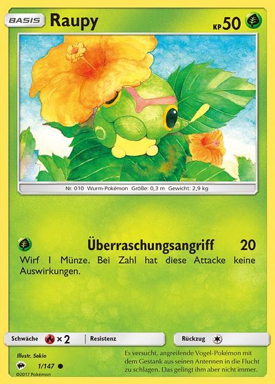 Raupy 001/147 - Pokémon TCG