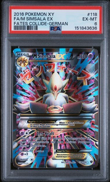 Simsala ex #118 - xy Fates Collide - PSA 6 EX-MT - Pokemon