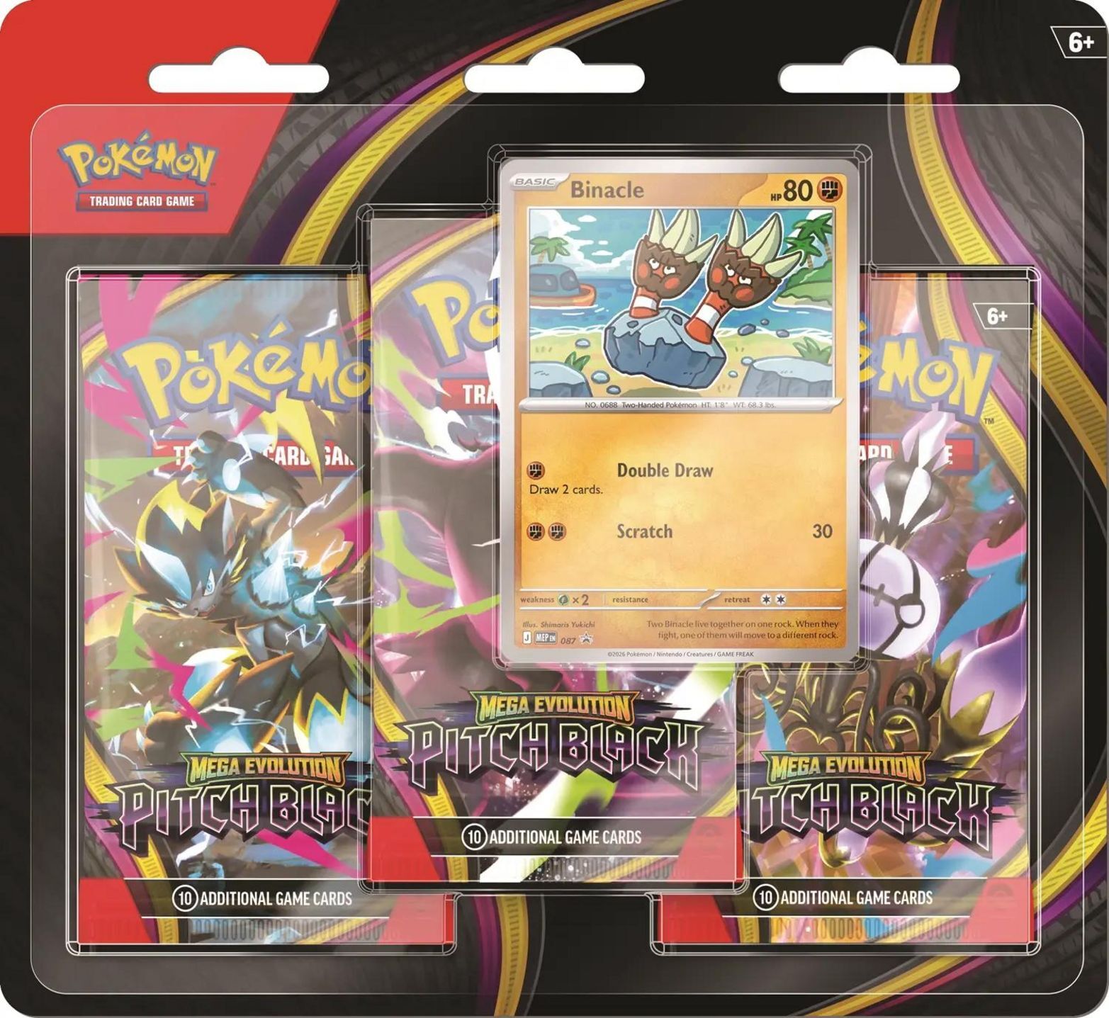 Pokémon TCG: Mega Evolution (ME05) - Pitch Black Binacle 3-Pack Blisters - EN