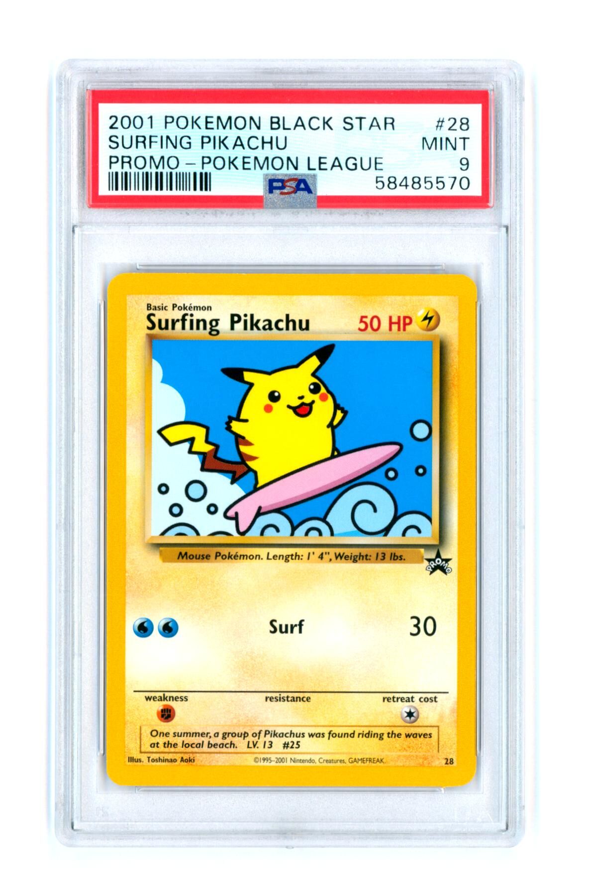 Surfing Pikachu - Black Star Promo 28 - PSA 9 MINT - Pokémon