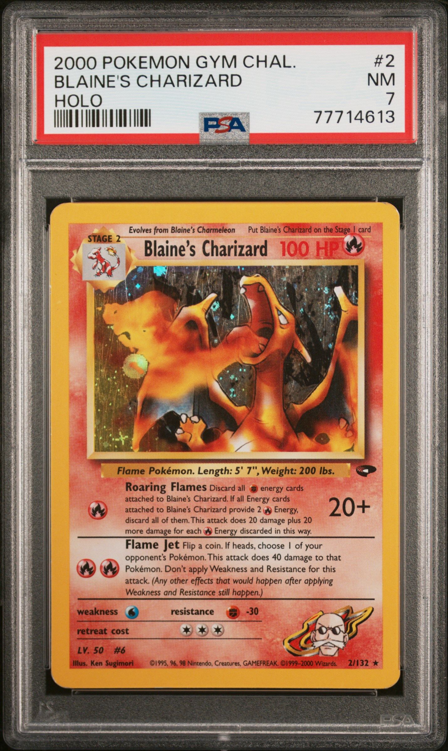 Blaine's Charizard 2/132 - Gym Challenge - Holo Rare - PSA 7 NM- Pokémon