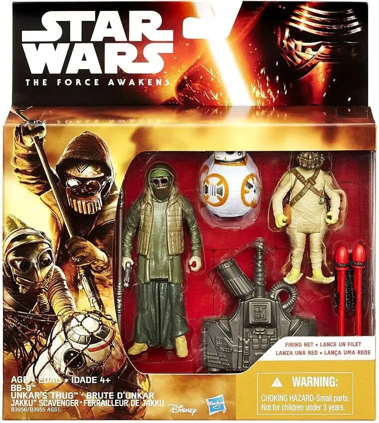 Star Wars The Force Awakens BB-8, Unkars Thug & Jakku Scavenger Action Figure 3-Pack [Firing Net]