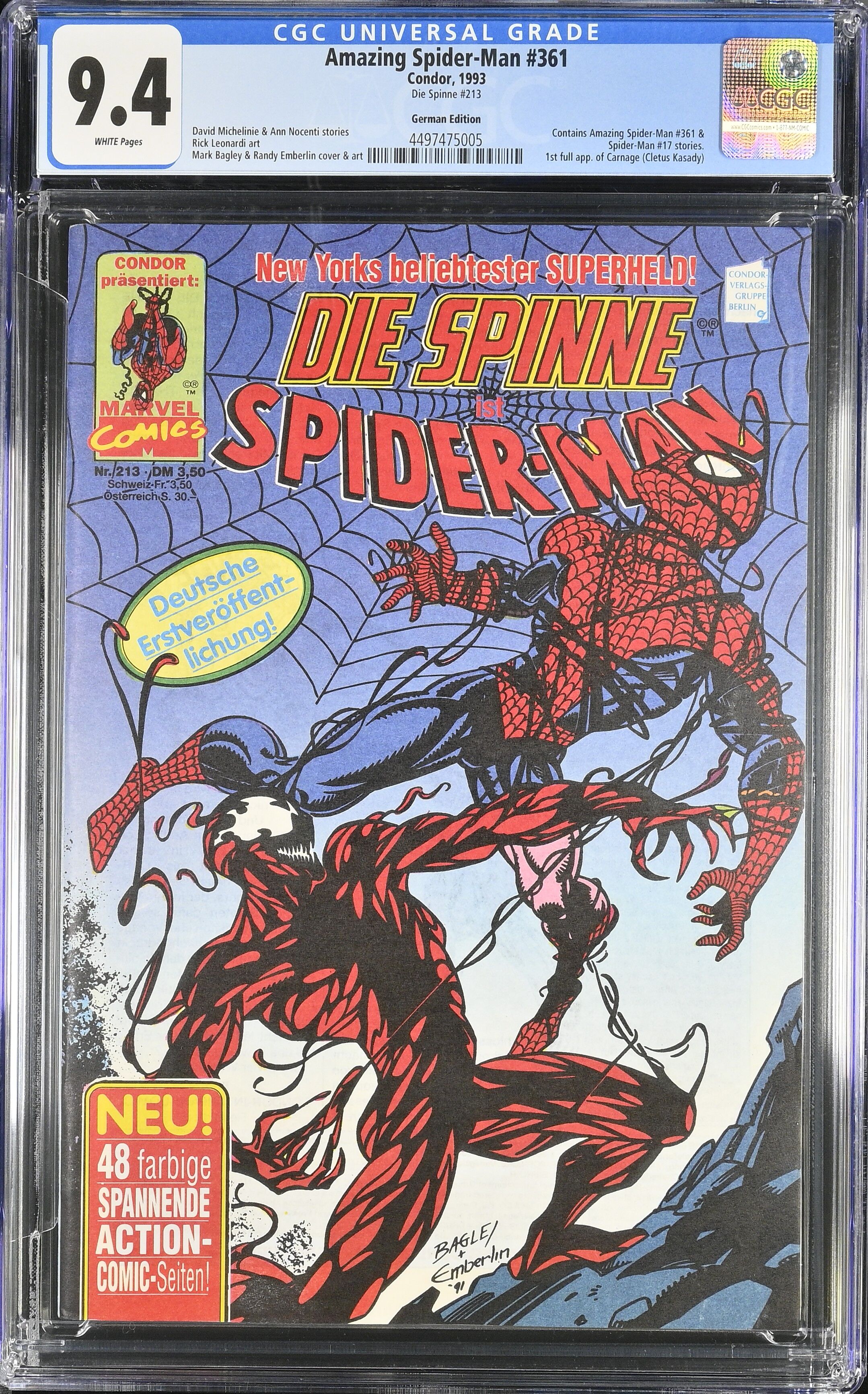 Amazing Spider-Man #361 CGC 9.4 Spinne #213 Condor
