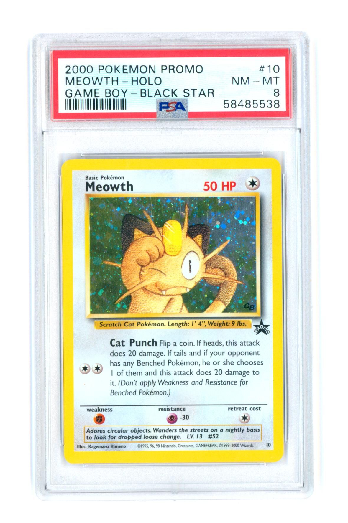 Meowth #10 - Holo - Pokemon Promo - Gameboy Black Star - 2000 - PSA 8 NM-MT - Pokémon Meowth #10 - Holo - Pokemon Promo - Gameboy Black Star - 2000 - PSA 8 NM-MT - Pokémon