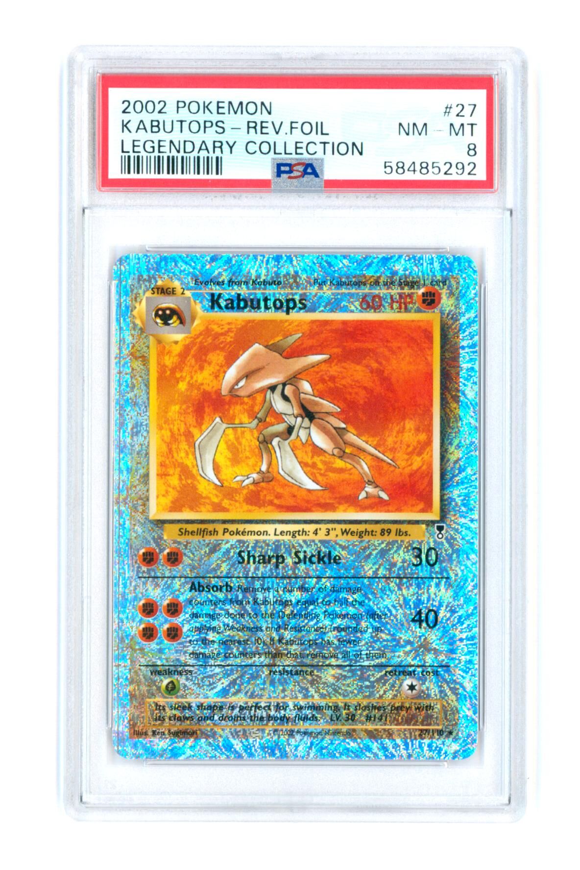 Kabutops 27/110 - Legendary Collection - Rev. Foil - 2002 - PSA 8 NM-MT - Pokémon