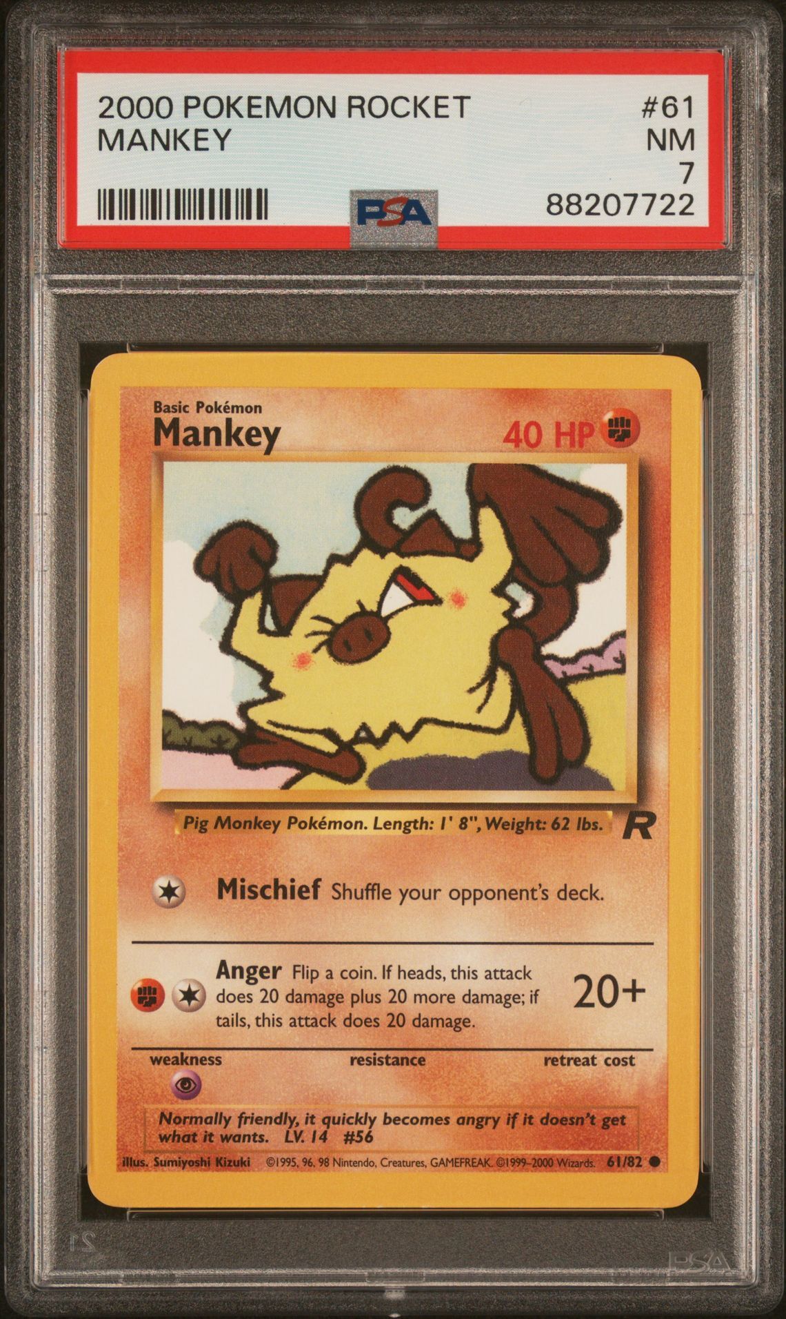 2000 POKEMON ROCKET 61 MANKEY - PSA 7 NM - Pokémon 2000 POKEMON ROCKET 61 MANKEY - PSA 7 NM - Pokémon