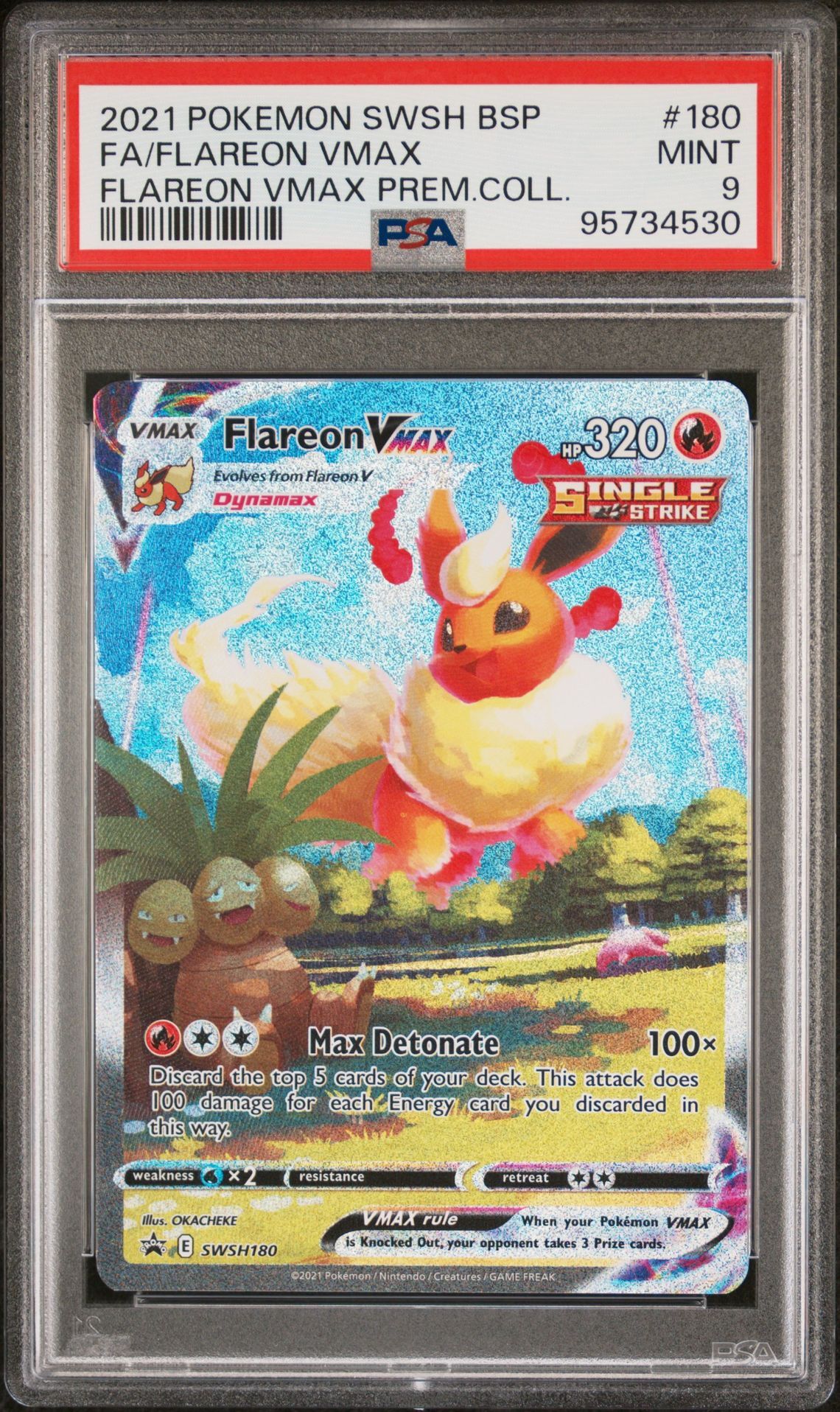 2021 POKEMON SWSH BLACK STAR PROMO 180 FULL ART/FLAREON VMAX FLAREON VMAX PREMIUM COLLECTION - PSA 9 MINT - Pokémon 2021 POKEMON SWSH BLACK STAR PROMO 180 FULL ART/FLAREON VMAX FLAREON VMAX PREMIUM COLLECTION - PSA 9 MINT - Pokémon