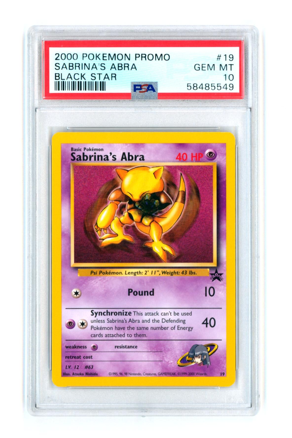 Sabrina's Abra - Black Star Promo 19 - PSA 10 GEM MINT - Pokémon