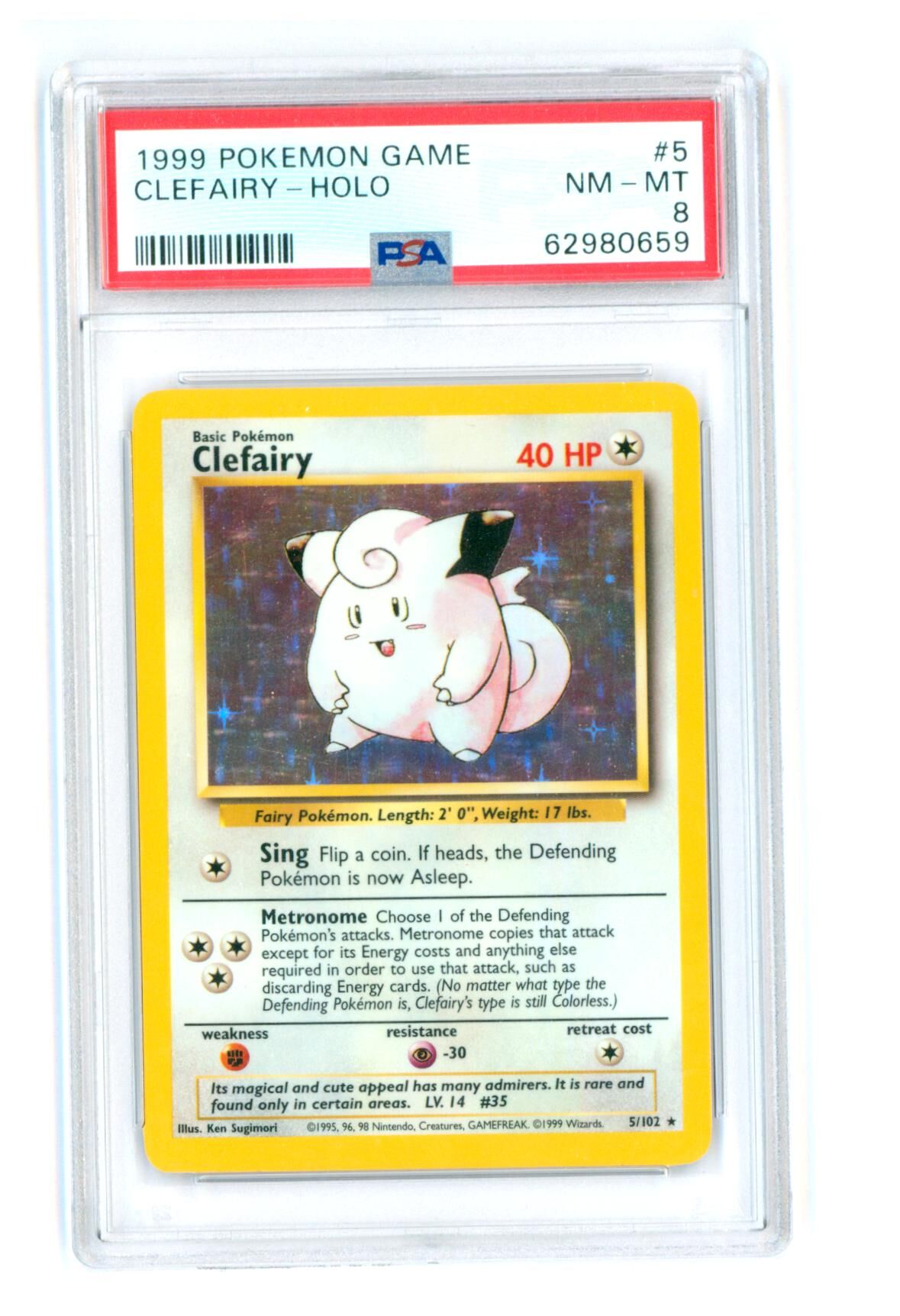 Clefairy 5/102 - Base Set - Holo - PSA 8 NM-MT - Pokemon
