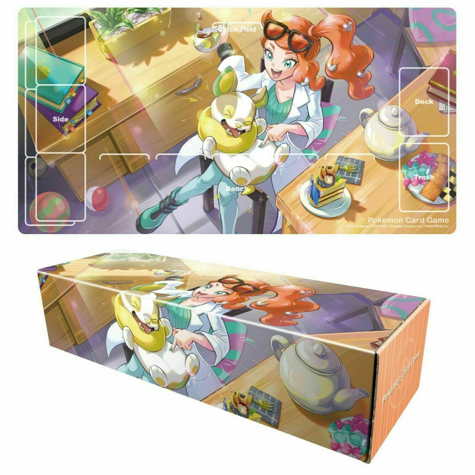 Pokémon Center Sonia Set Rubber Play Mat, Sleeve, Card Box & Deck Case - 2021