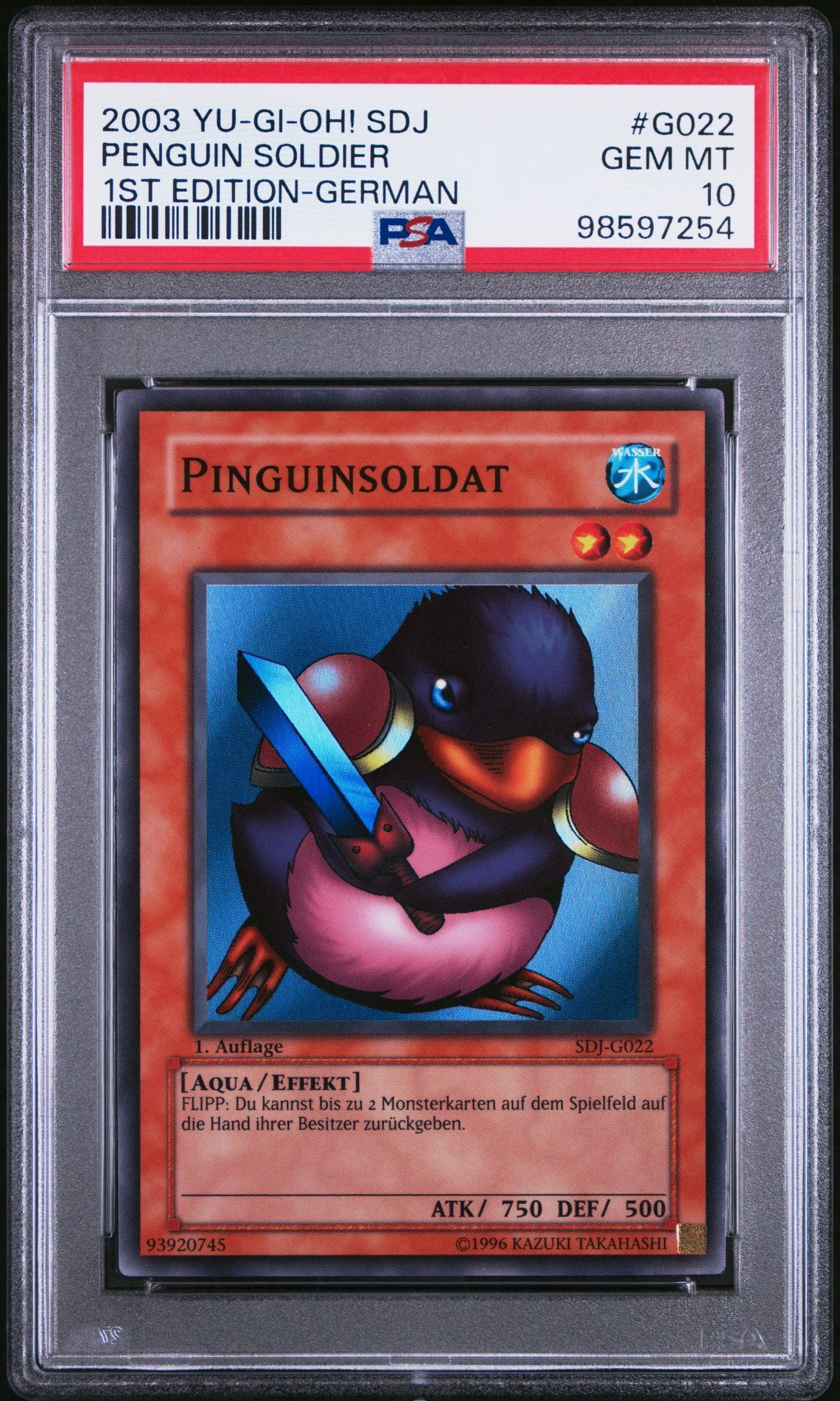 2003 YU-GI-OH! STARTER DECK: JOEY G022 PENGUIN SOLDIER 1ST EDITION-GERMAN - PSA 10 GEM-MT - Yu-Gi-Oh! 2003 YU-GI-OH! STARTER DECK: JOEY G022 PENGUIN SOLDIER 1ST EDITION-GERMAN - PSA 10 GEM-MT - Yu-Gi-Oh!