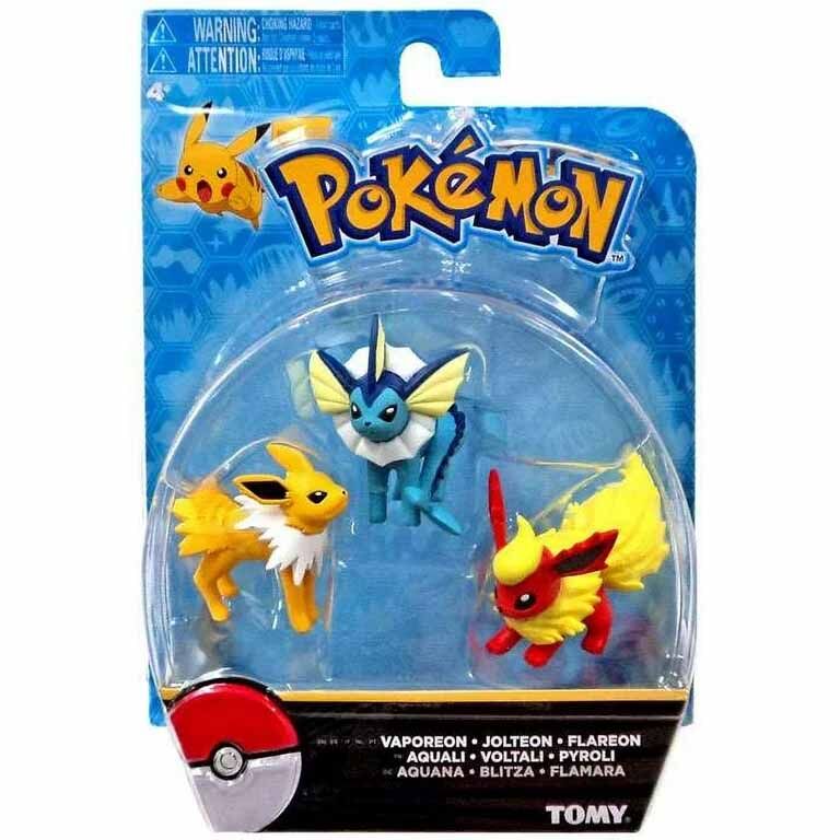 Pokemon Action Pose Vaporeon, Jolteon & Flareon 3-Inch Mini Figure 3-Pack Pokemon Action Pose Vaporeon, Jolteon & Flareon 3-Inch Mini Figure 3-Pack