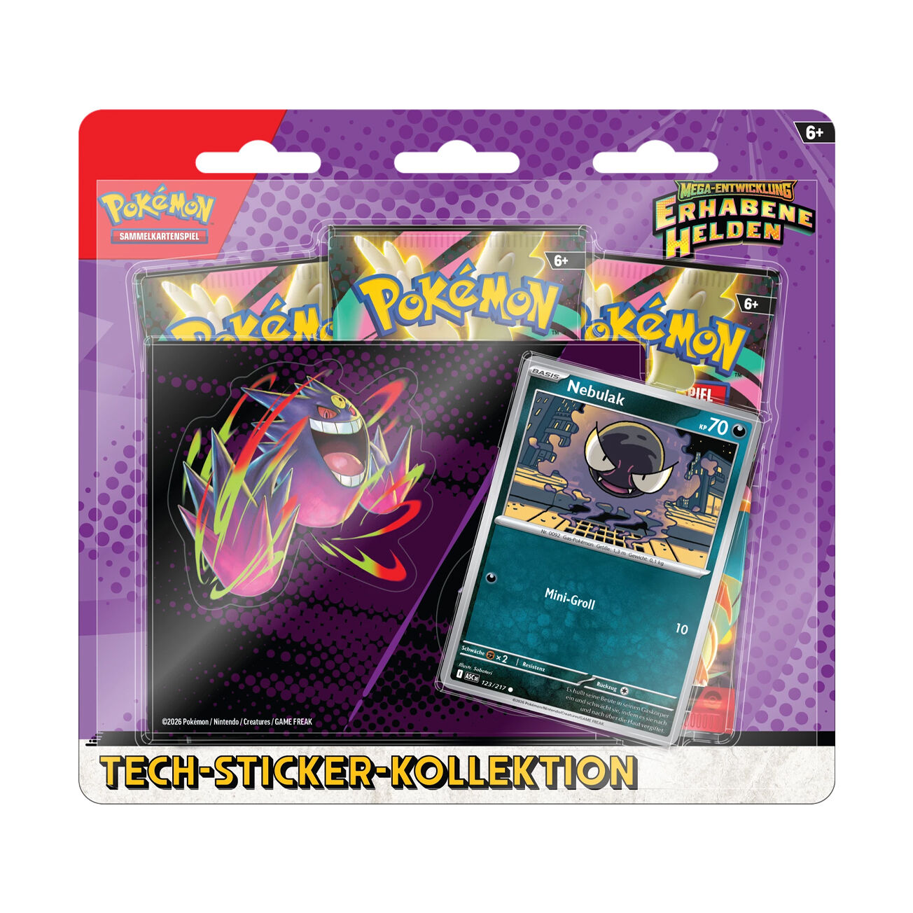 Pokémon TCG: Mega Evolution - Erhabene Helden Gastly 3-Pack Blisters - DE Pokémon TCG: Mega Evolution - Erhabene Helden Gastly 3-Pack Blisters - DE