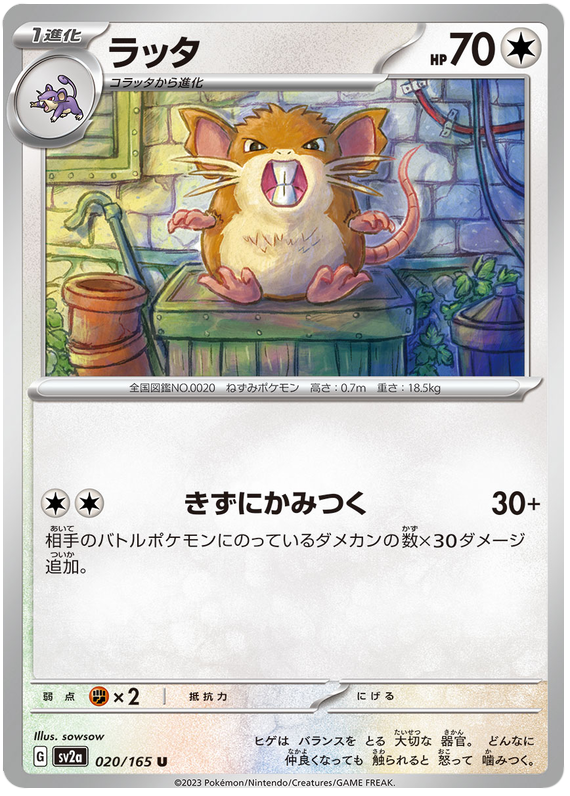 Raticate - sv2a 020/165 - JP